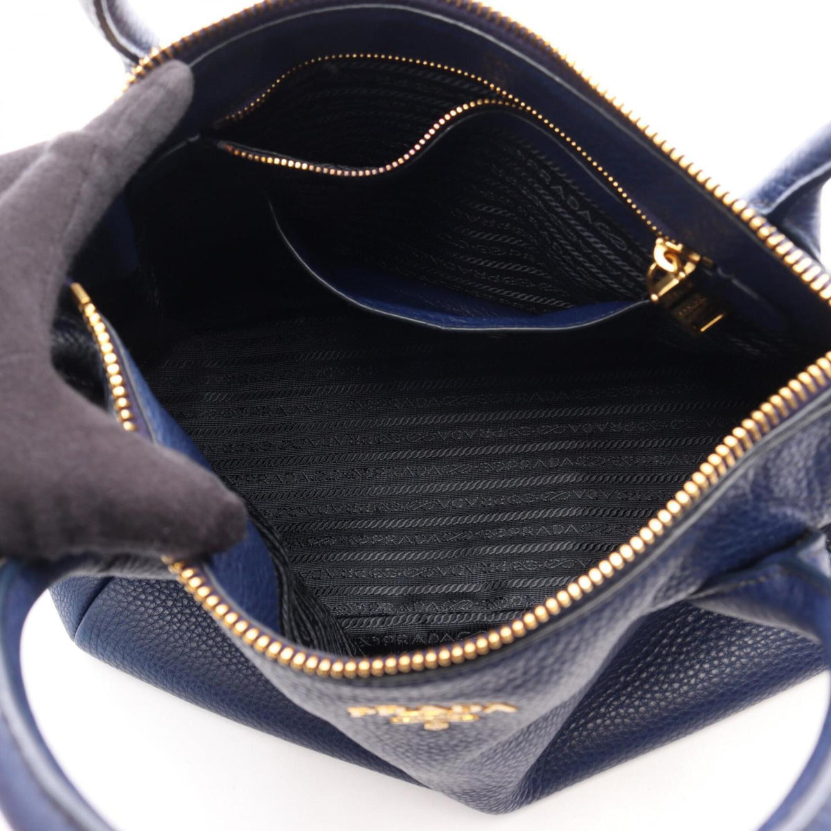 Prada Navy Leather Handbag Tote Bag (Pre-Owned)