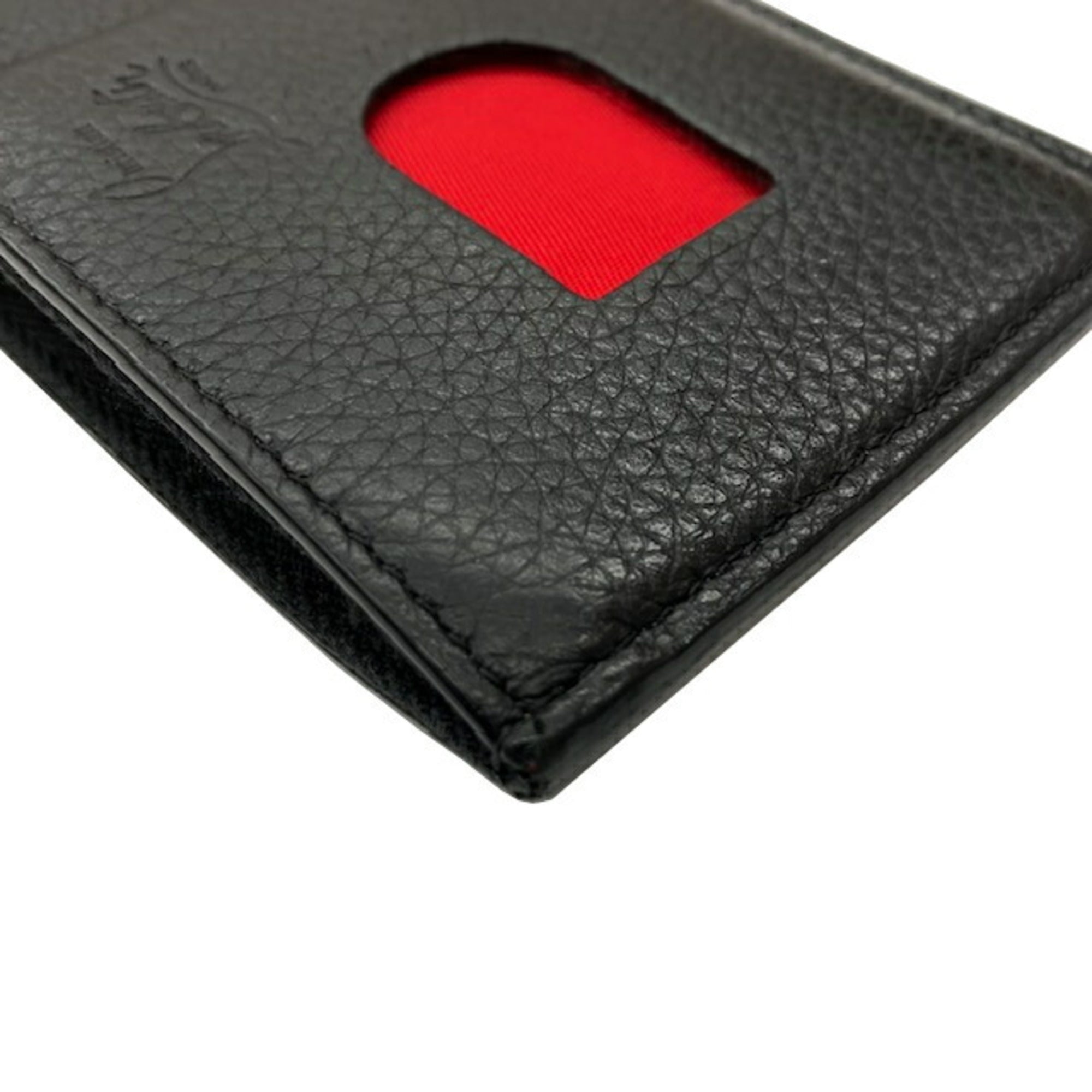 Christian Louboutin Black Red Color Leather Coin Purse/Coin Case (Pre-Owned)