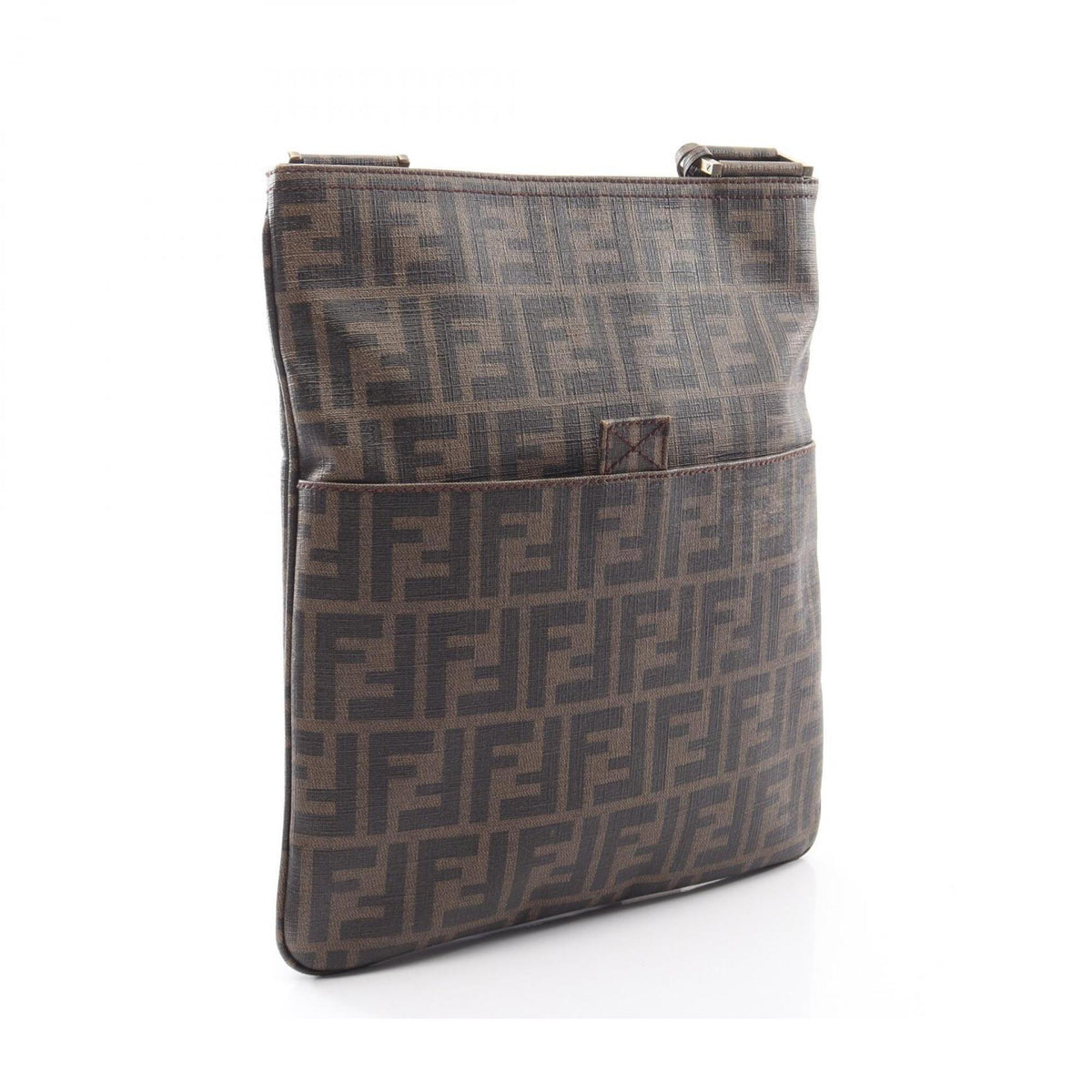 Fendi Black Brown Coated Canvas Handbag Shoulder Bag (Pre-Owned)