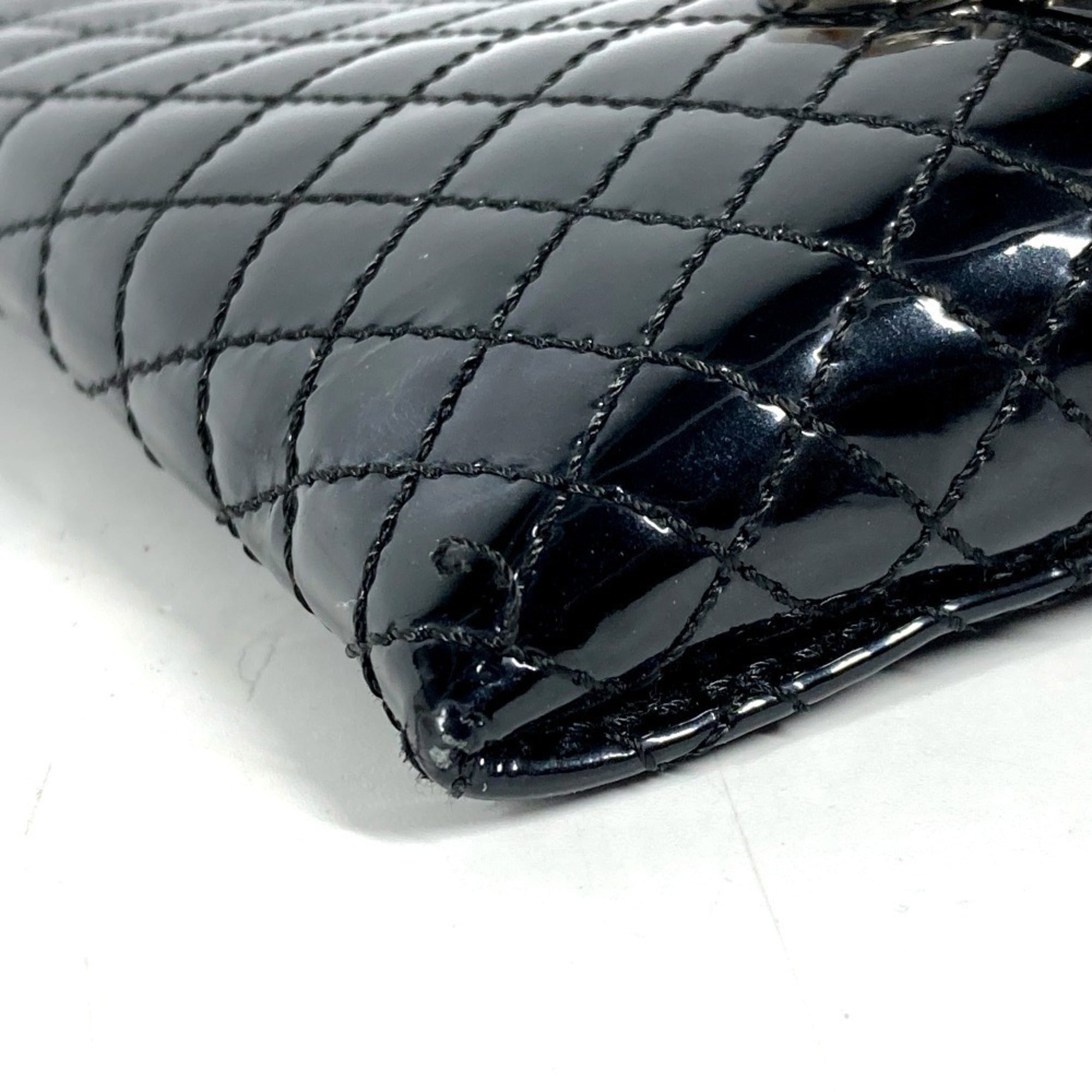 Chanel Black Patent Leather Clutch Bag Pouch (Pre-Owned)