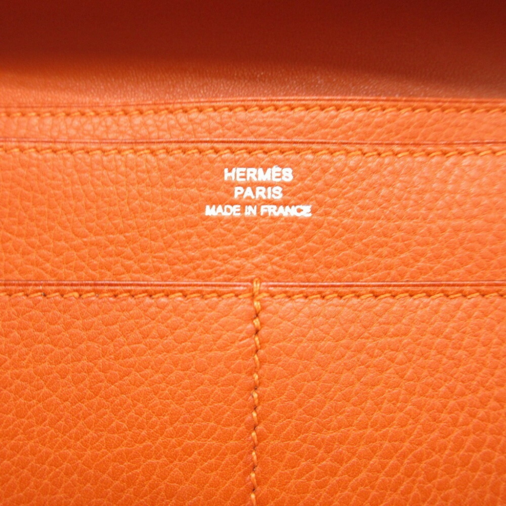 Hermes Orange Togo Leather Long Wallet (Bi-Fold) (Pre-Owned)