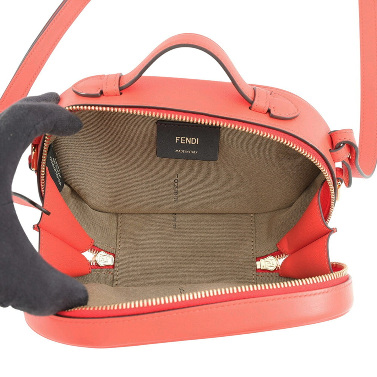 Fendi Red Color Leather Suede Handbag (Pre-Owned)