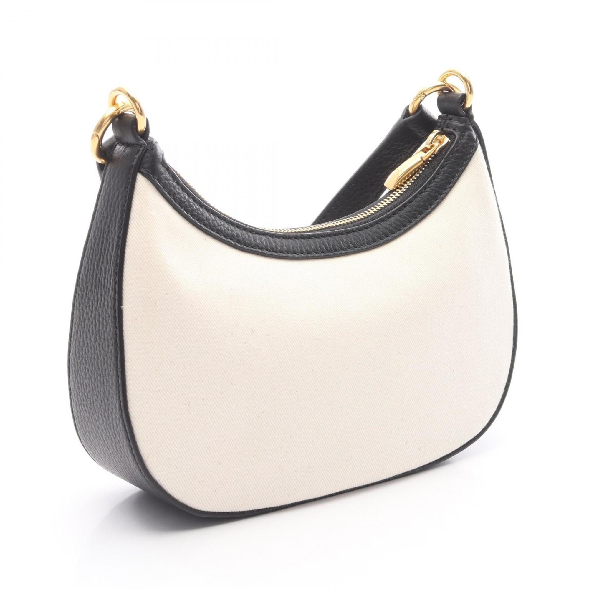 Bally Black Ivory Canvas Leather Shoulder Bag (Pre-Owned)