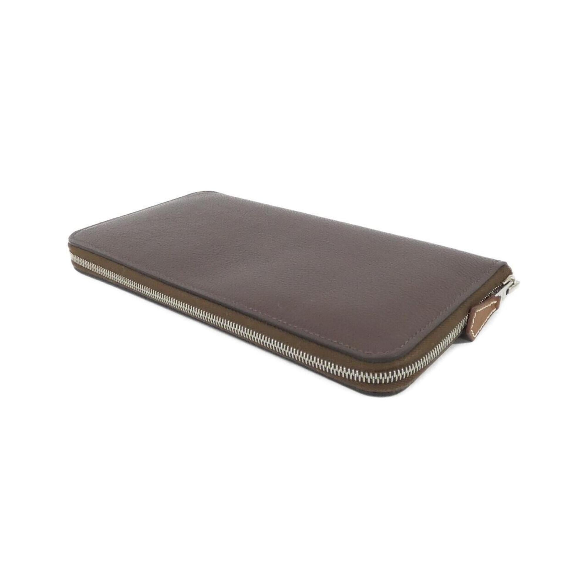 Hermes Brown Silk Leather Long Wallet (Bi-Fold) (Pre-Owned)