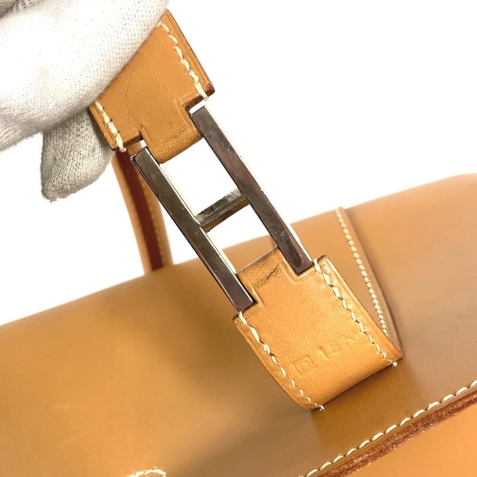 Hermes Natural Box Calf Leather Handbag Tote Bag (Pre-Owned)