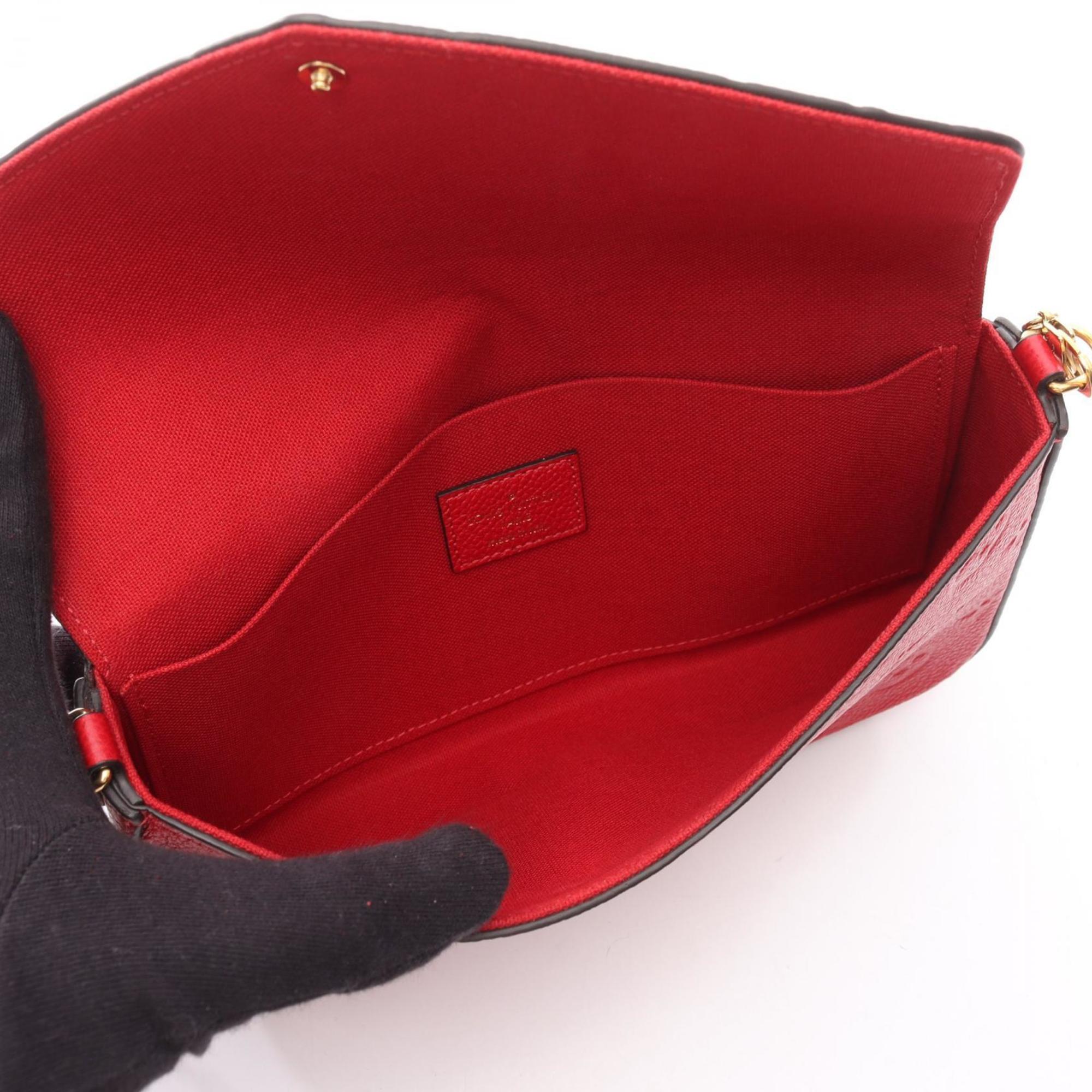 Louis Vuitton Red Color Sacrlet Monogram Empreinte Pochette Shoulder Bag (Pre-Owned)