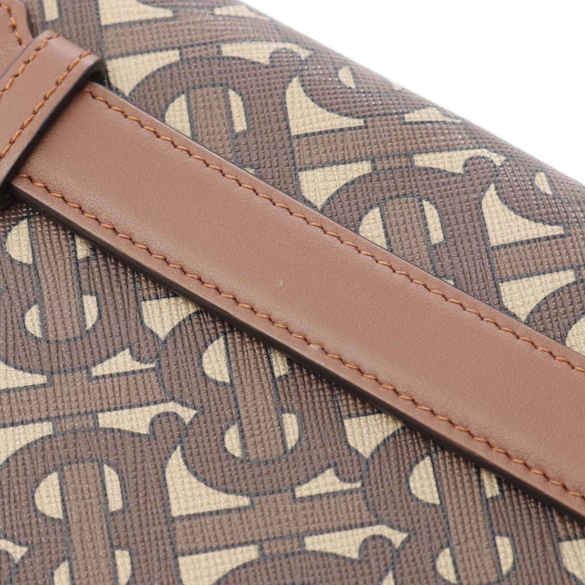 Burberry Beige Brown Pvc Coated Canvas Leather Clutch Bag (Pre-Owned)