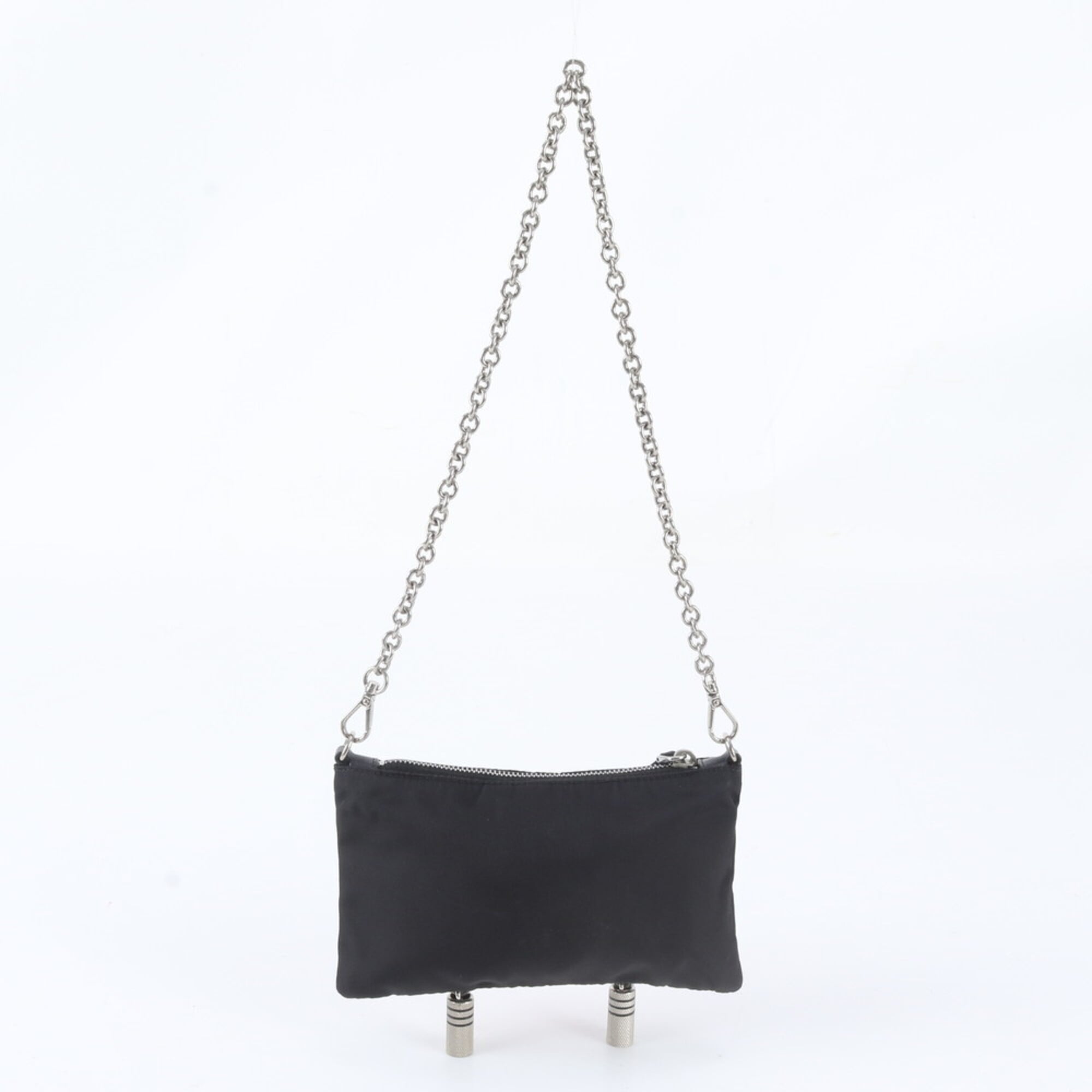 Prada Black Pink Leather Nylon Clutch Bag Shoulder Bag (Pre-Owned)