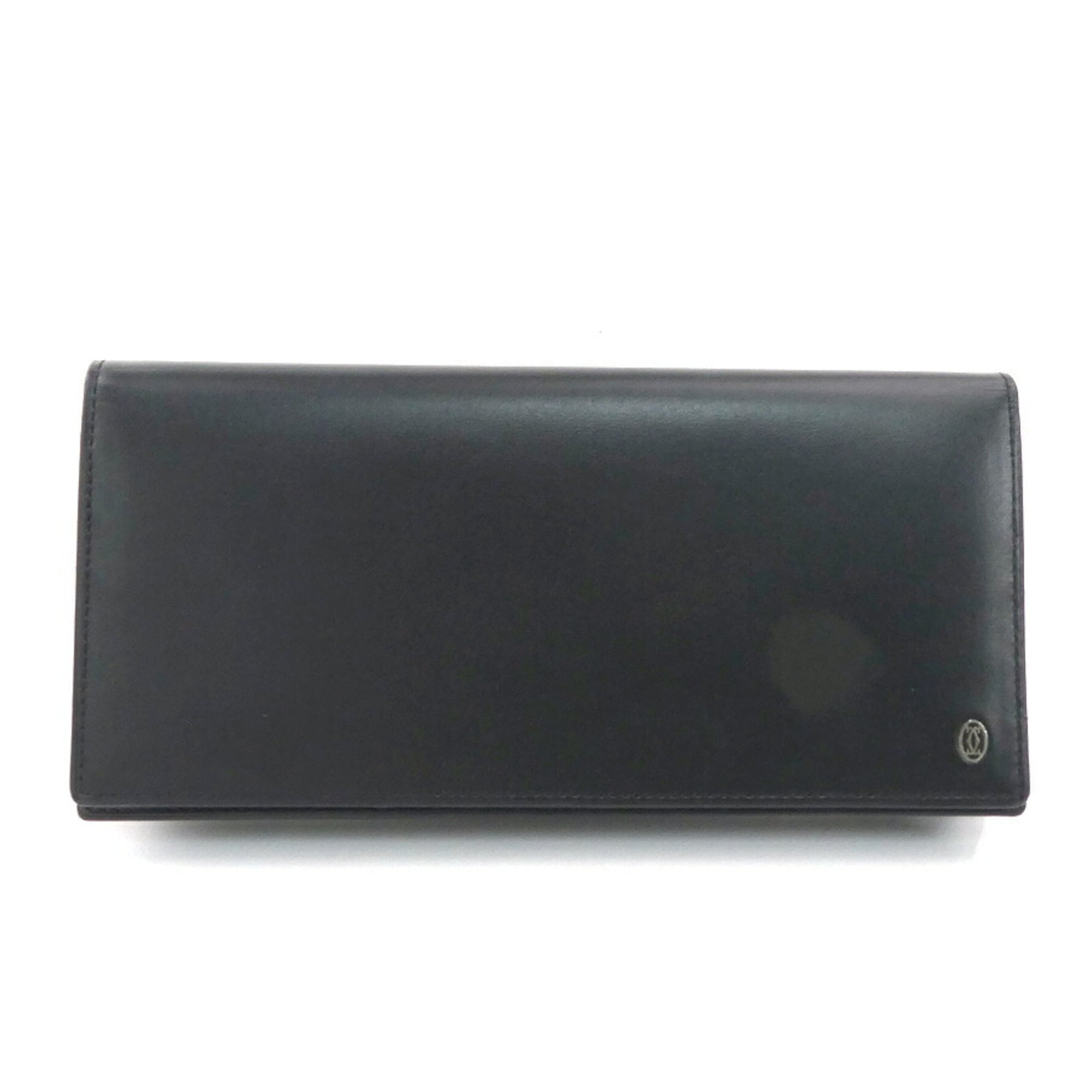 Cartier Black Leather Long Wallet (Bi-Fold) (Pre-Owned)