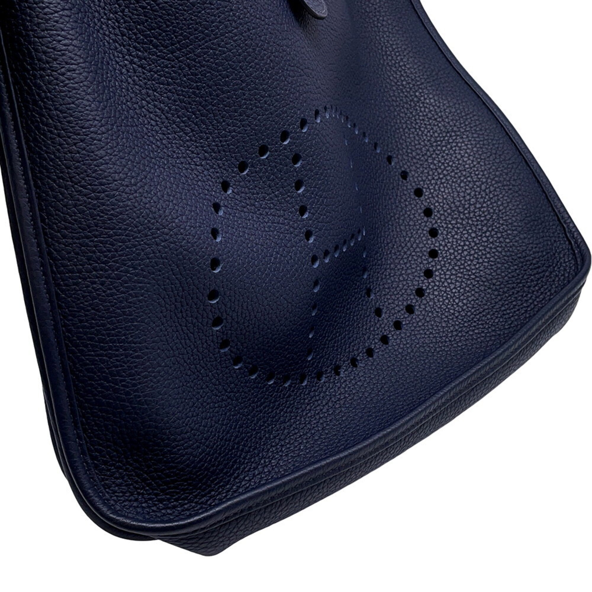 Hermes Evelyne Blue Nuit Taurillon Clemence Leather Handbag Shoulder Bag (Pre-Owned)