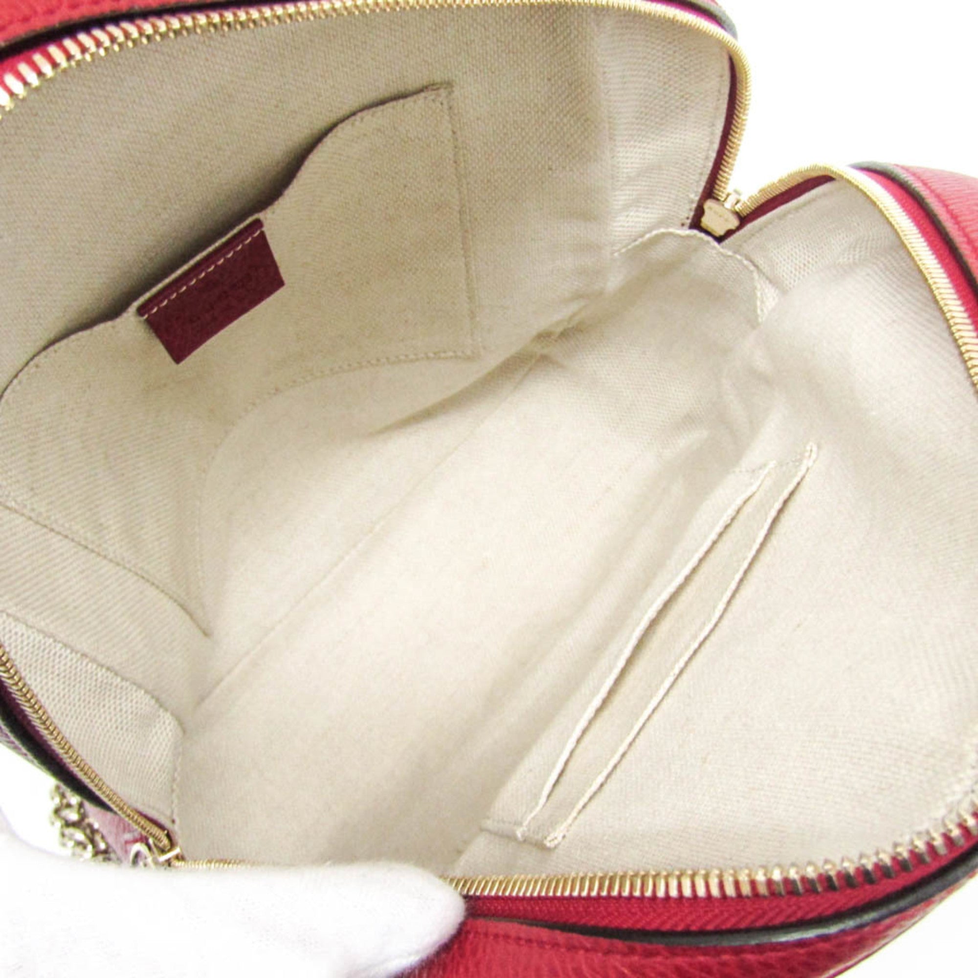 Gucci Soho Red Color Leather Backpack (Pre-Owned)
