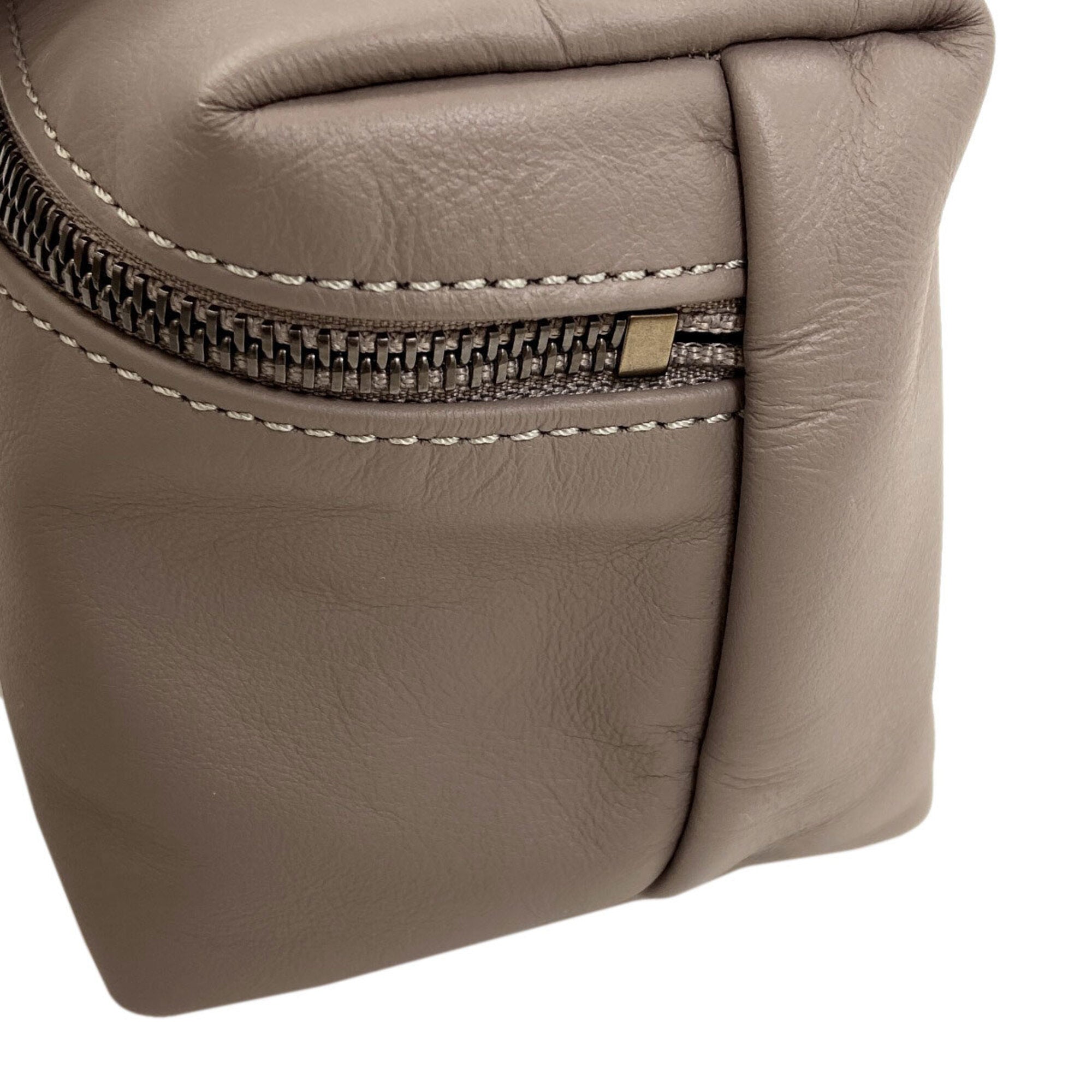 Longchamp Gray Leather Handbag (Pre-Owned)