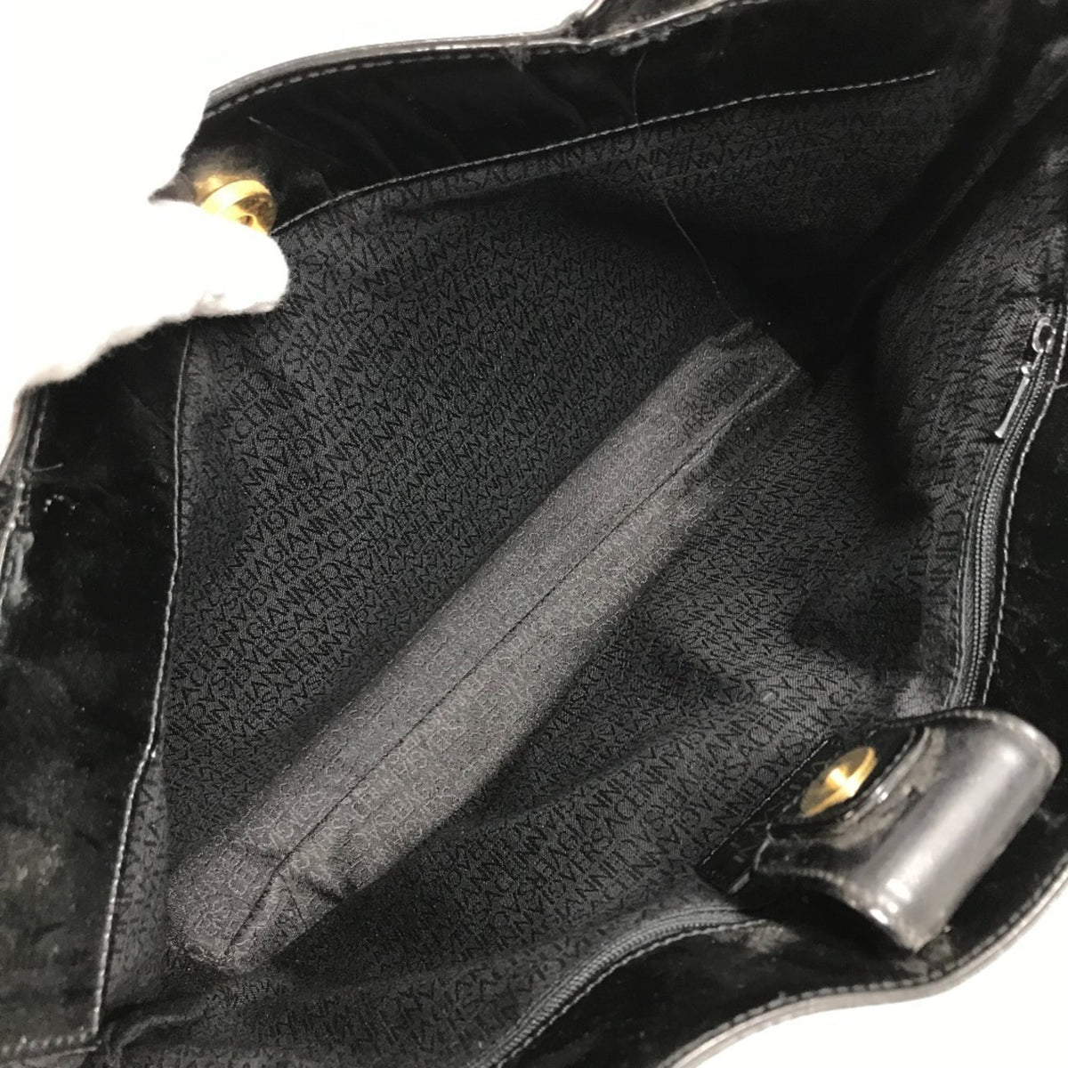 Versace Black Leather Shoulder Bag Tote Bag (Pre-Owned)