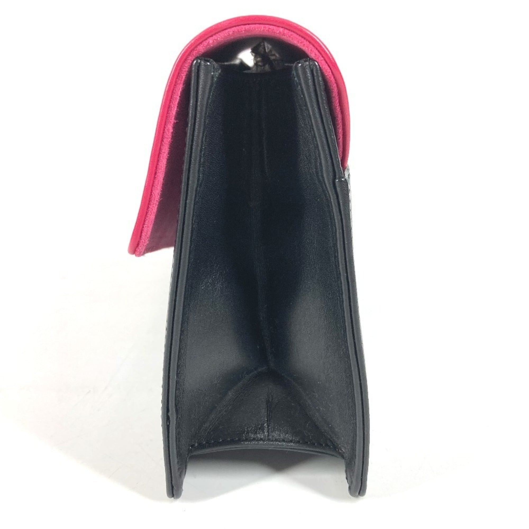 Yves Saint Laurent Black Pink Leather Clutch Bag Handbag (Pre-Owned)