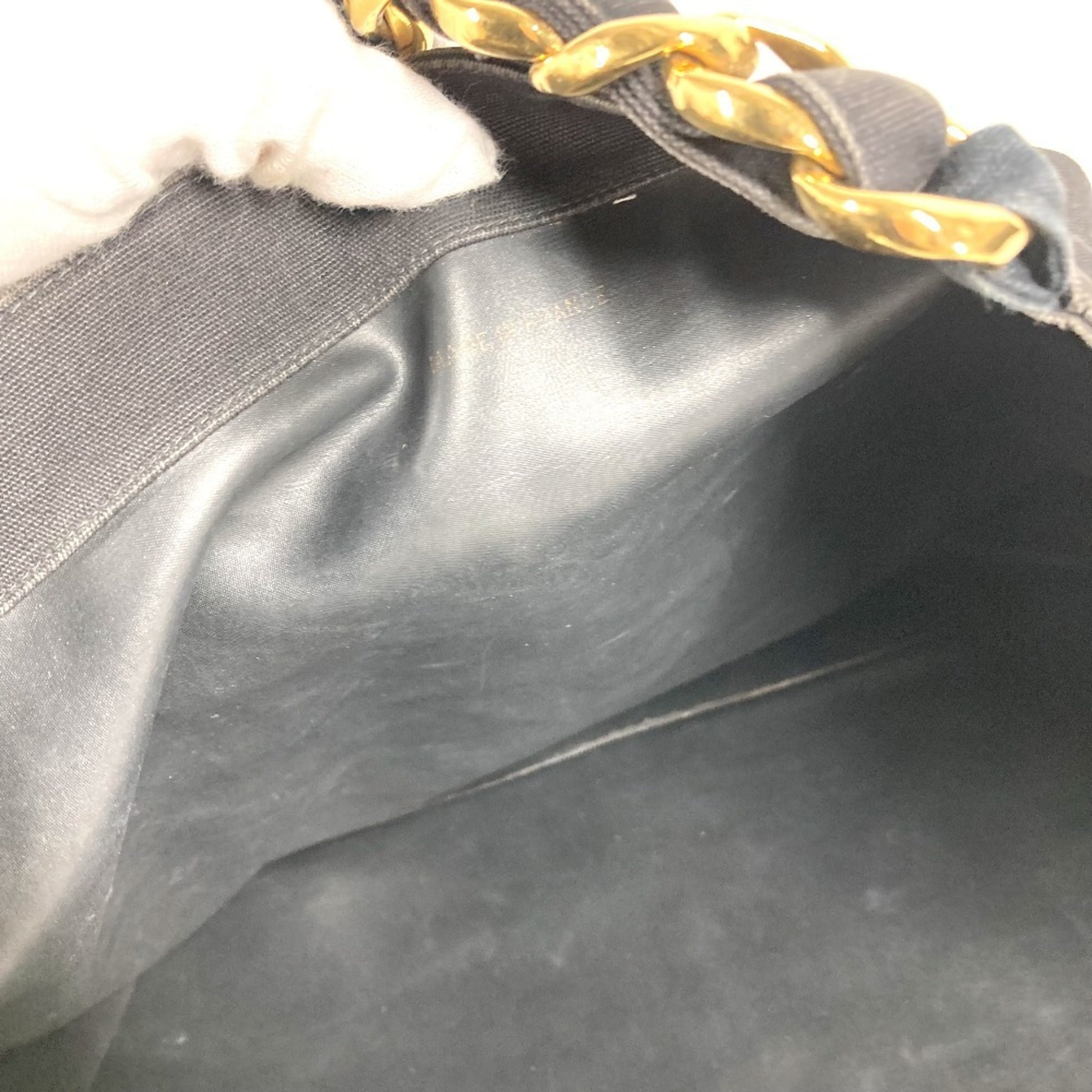 Chanel Black White Canvas Shoulder Bag Tote Bag (Pre-Owned)