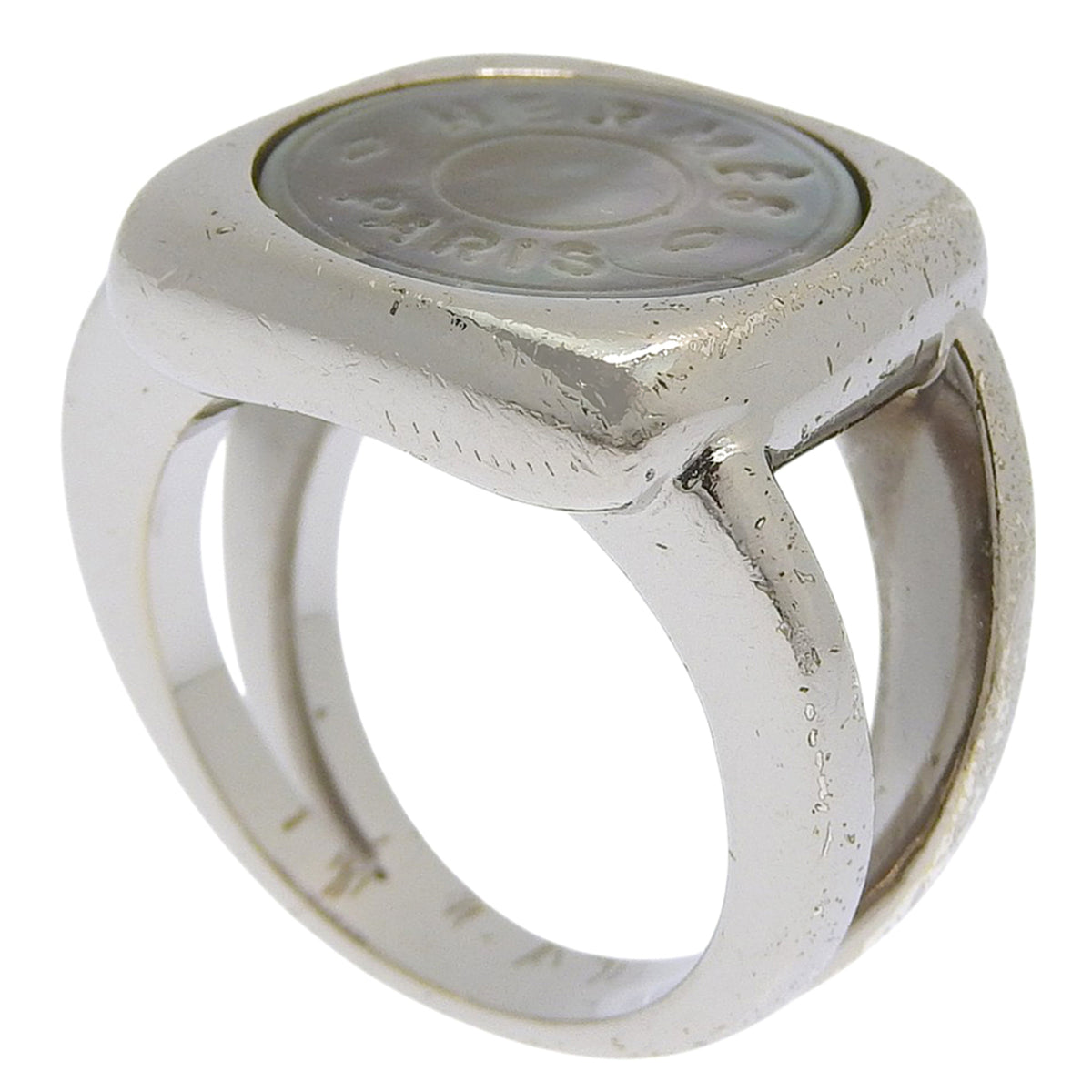 Hermes Silver Shell Silver 925 Band Ring (Pre-Owned)