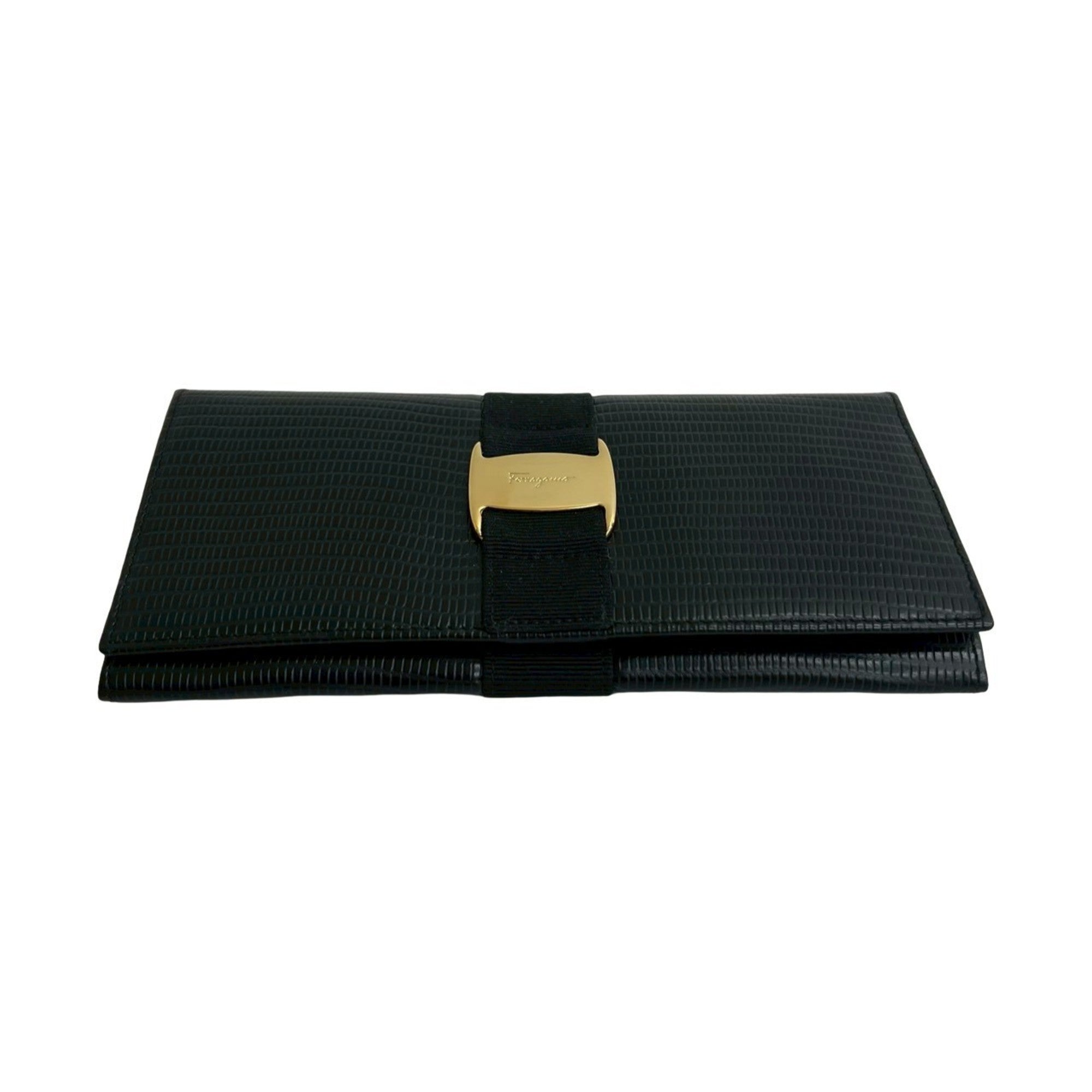 Salvatore Ferragamo Black Leather Long Wallet (Bi-Fold) (Pre-Owned)