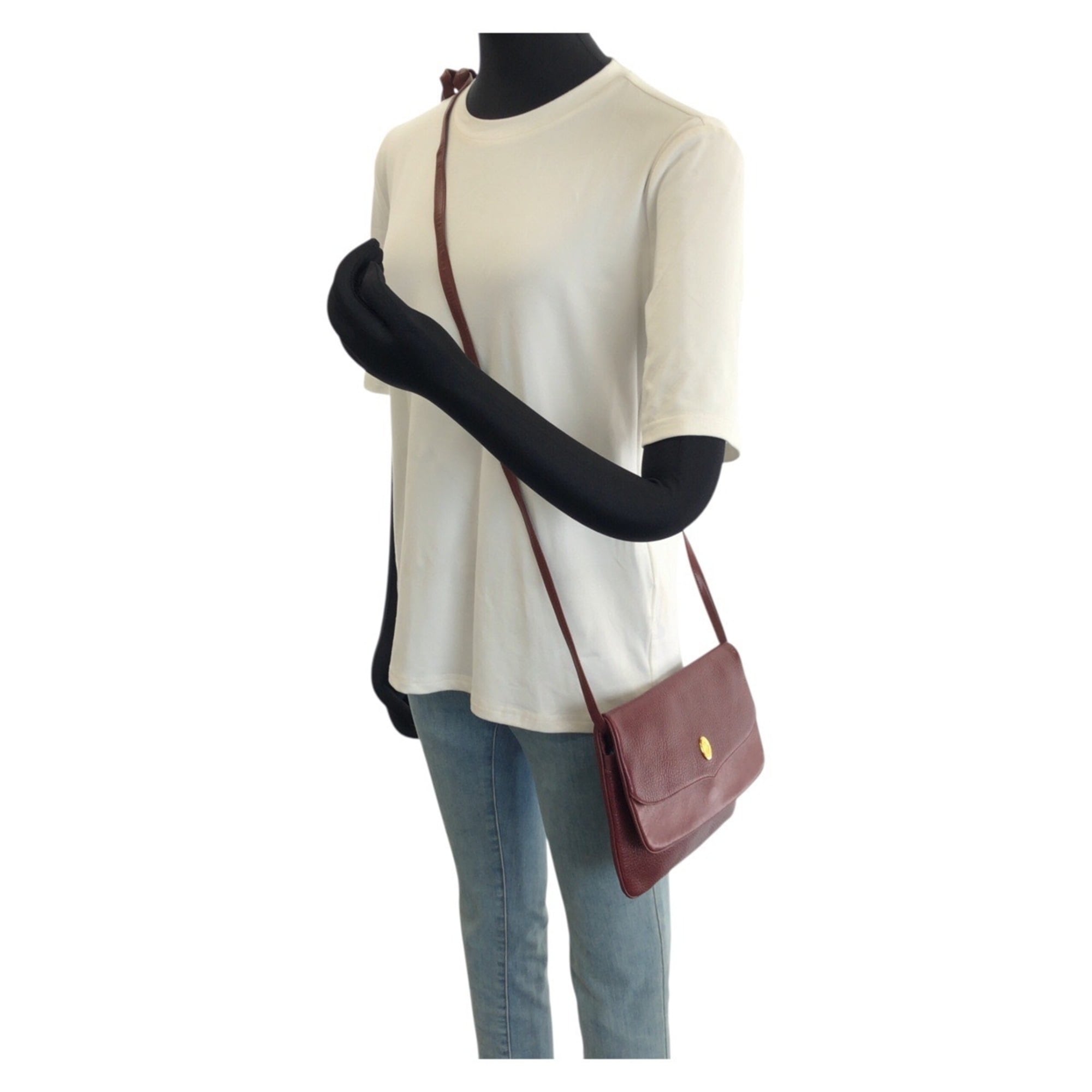 Cartier Bordeaux Wine Red Leather Shoulder Bag (Pre-Owned)