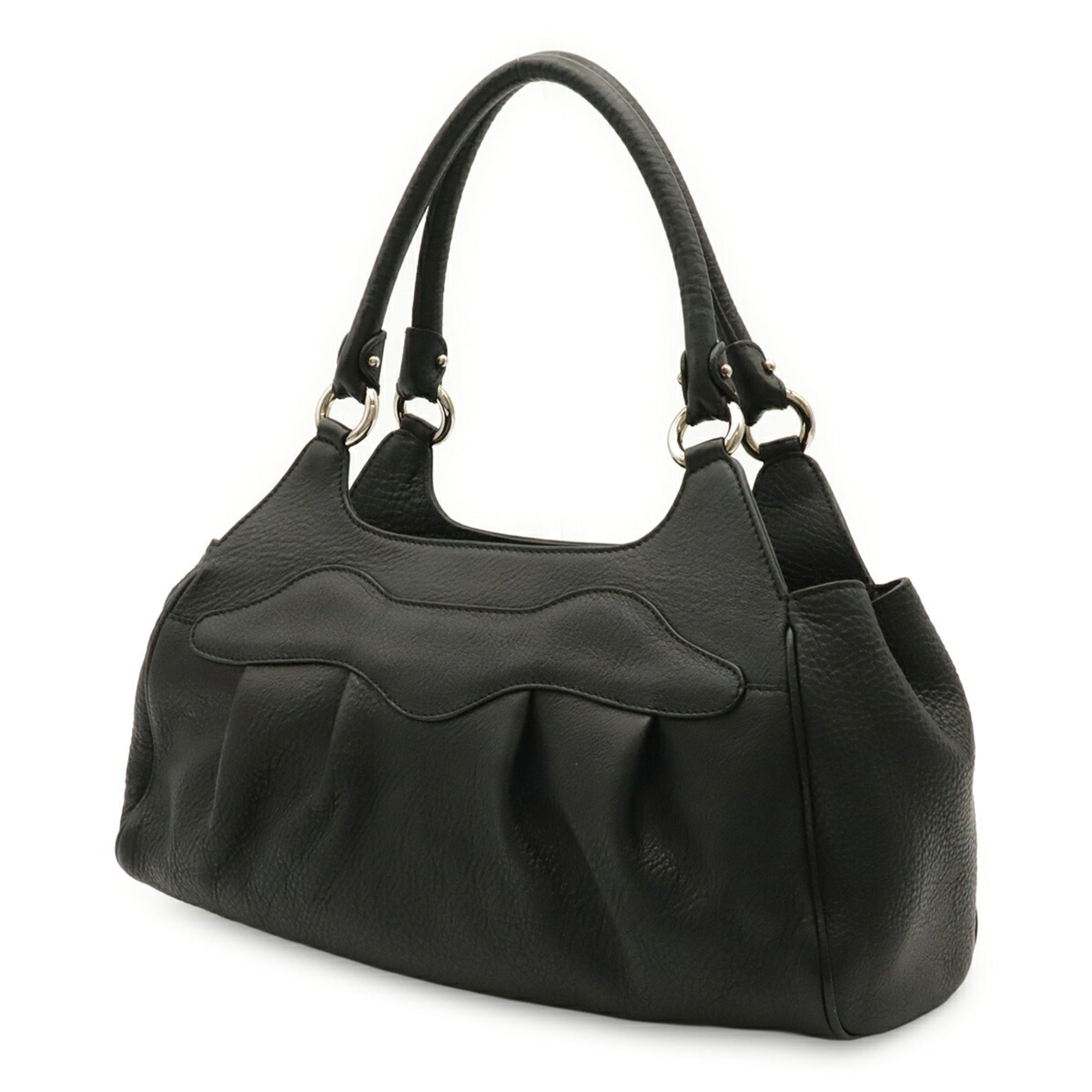 Salvatore Ferragamo Black Leather Handbag Shoulder Bag (Pre-Owned)