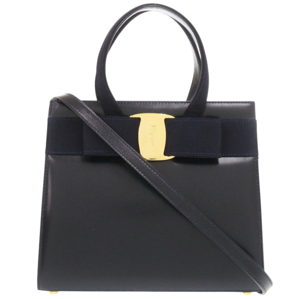 Salvatore Ferragamo Navy Leather Handbag (Pre-Owned)