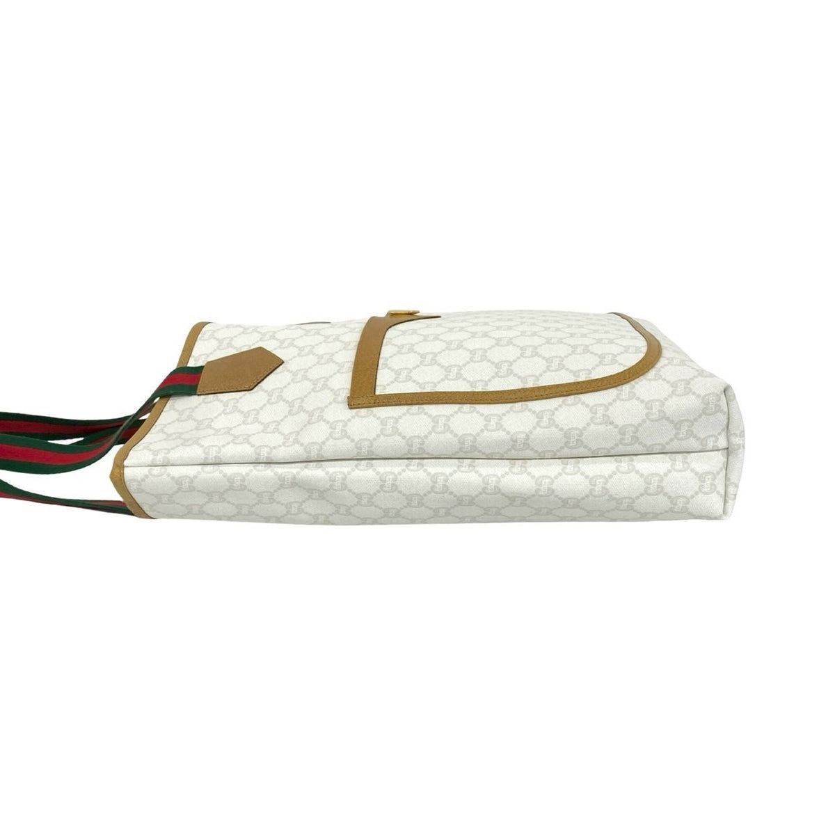 Gucci Beige Green Red Color White Leather Pvc Tote Bag (Pre-Owned)
