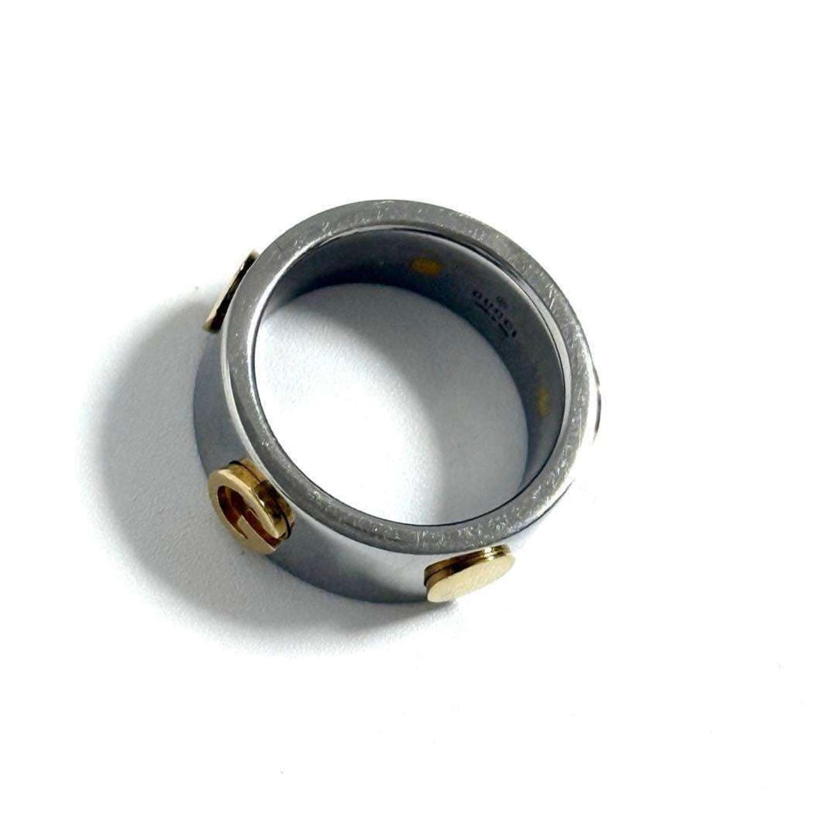 Gucci Stainless Steel Yellow Gold Band Ring (Pre-Owned)