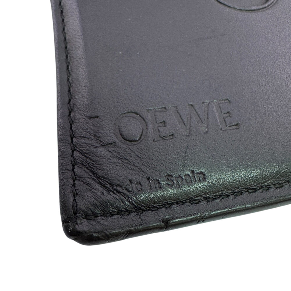Loewe Black Green Khaki Leather Long Wallet (Bi-Fold) (Pre-Owned)