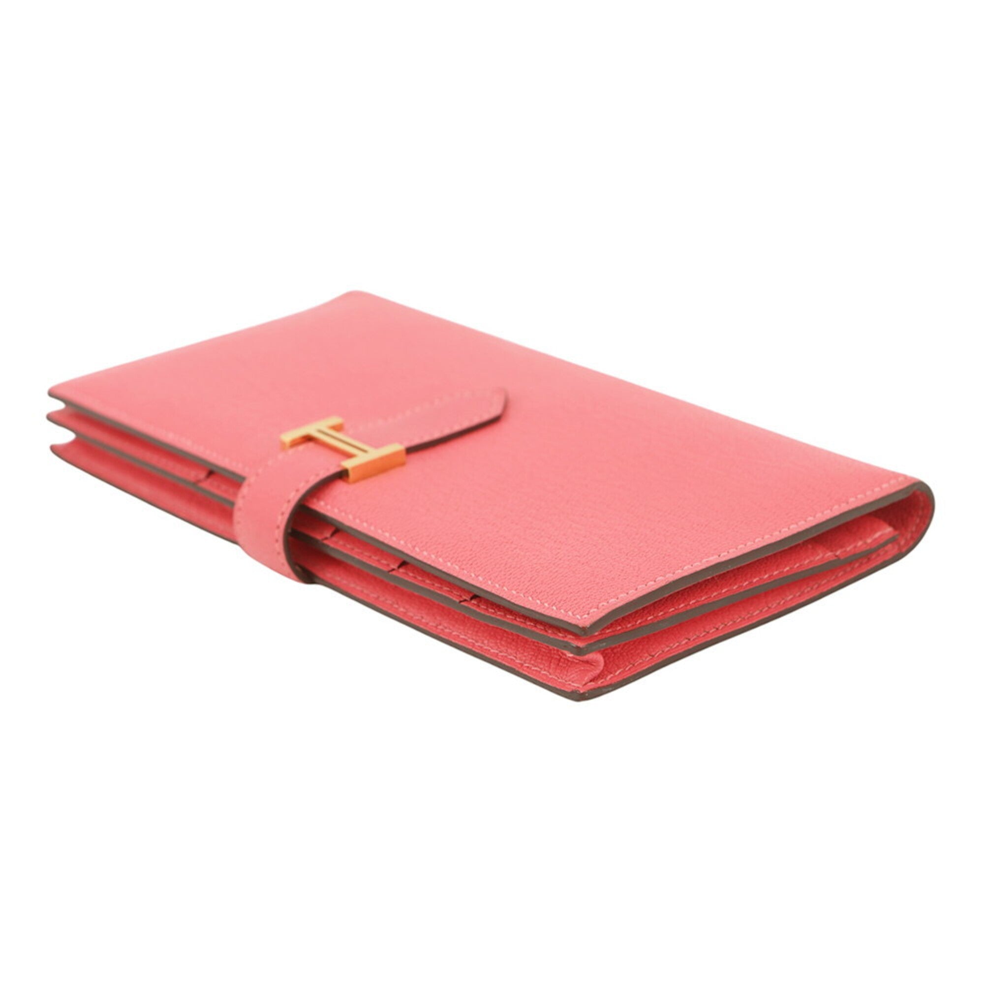 Hermes Pink Chevre Myzore Leather Long Wallet (Bi-Fold) (Pre-Owned)