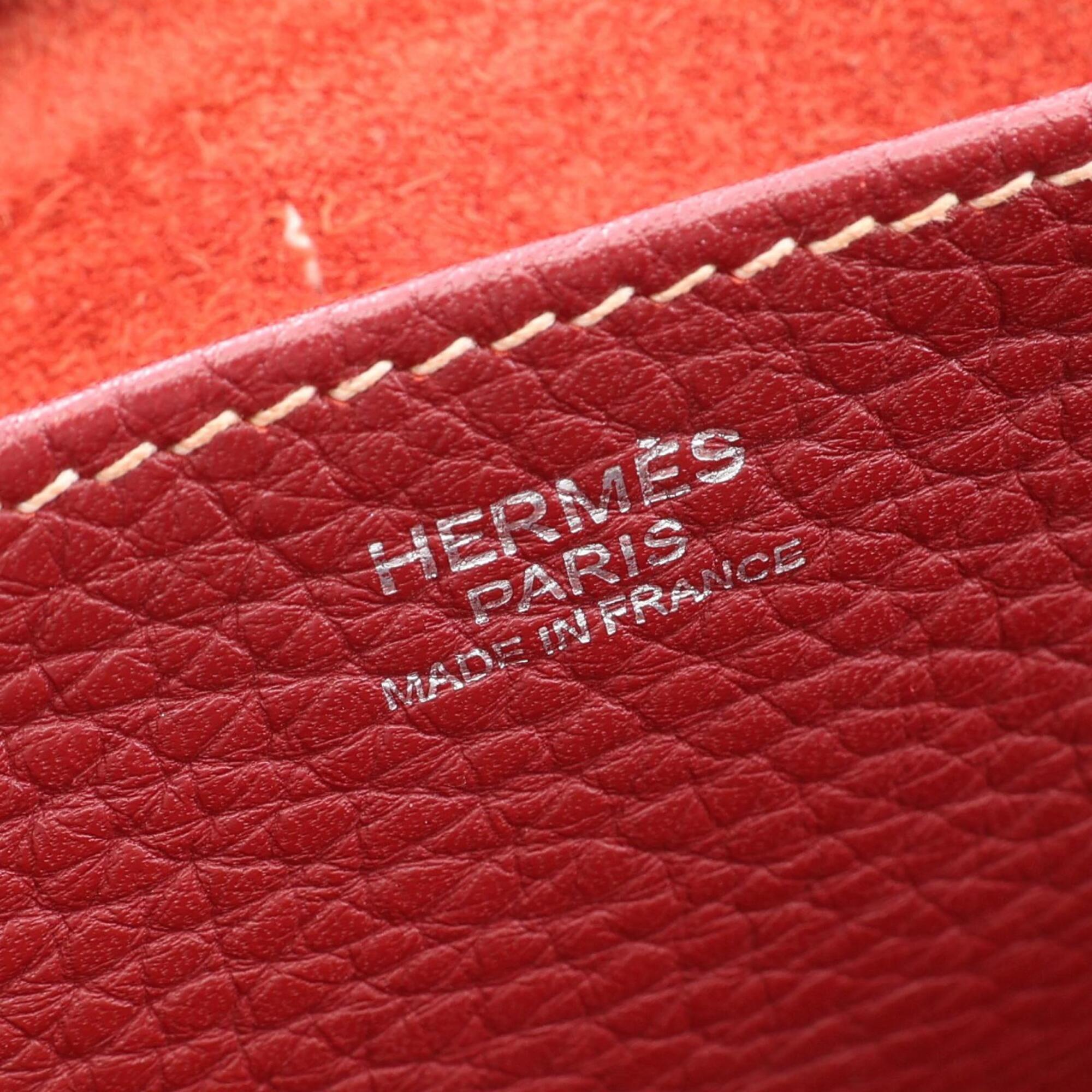 Hermes Bordeaux Rouge H Taurillon Clemence Leather Handbag (Pre-Owned)