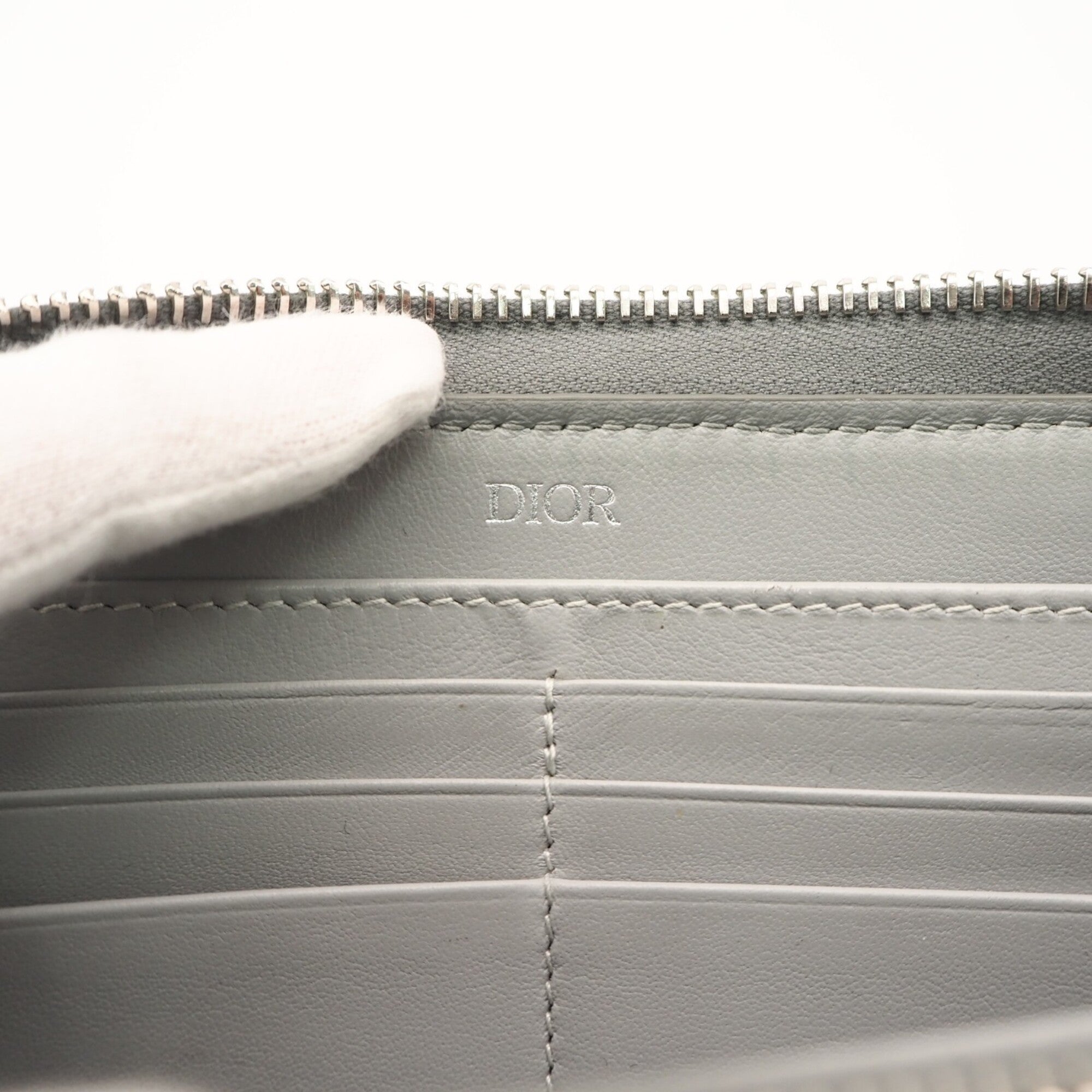 Christian Dior Gray Coated Canvas Leather Long Wallet (Bi-Fold) (Pre-Owned)