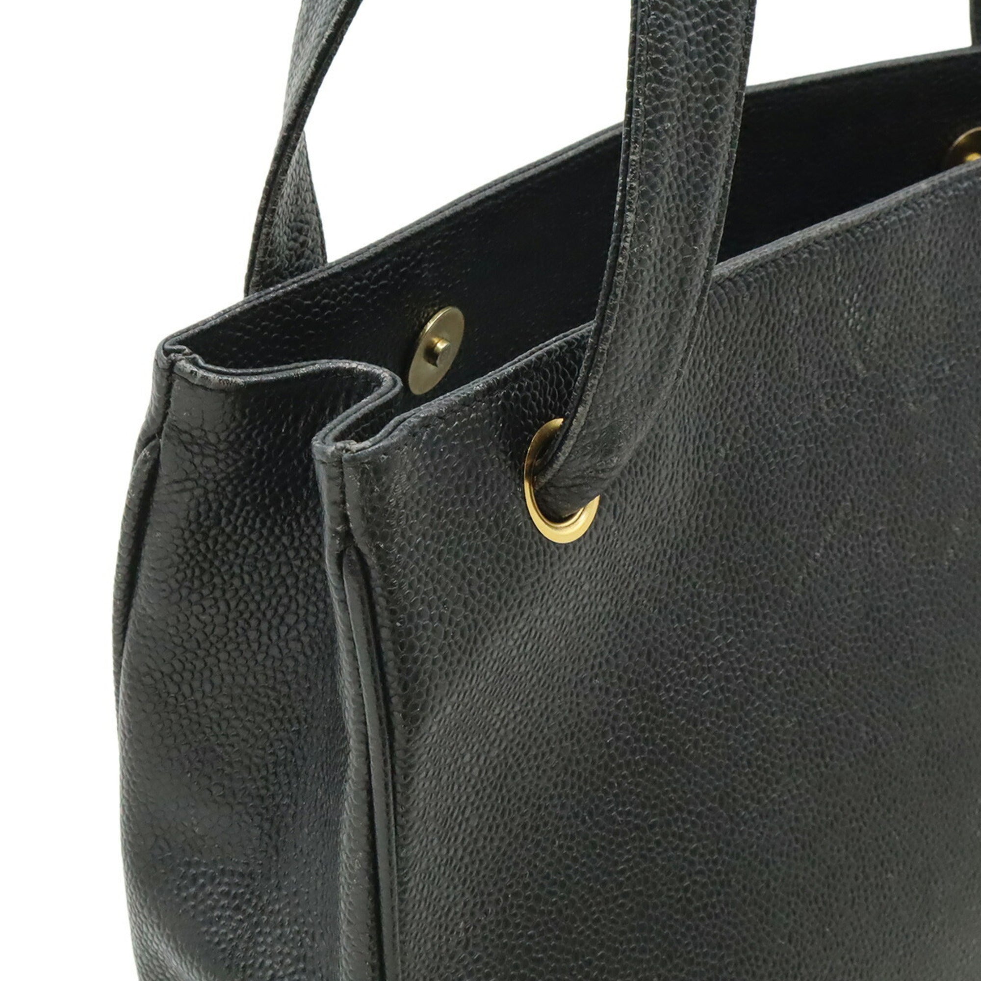 Chanel Black Grained Calfskin Shoulder Bag Tote Bag (Pre-Owned)