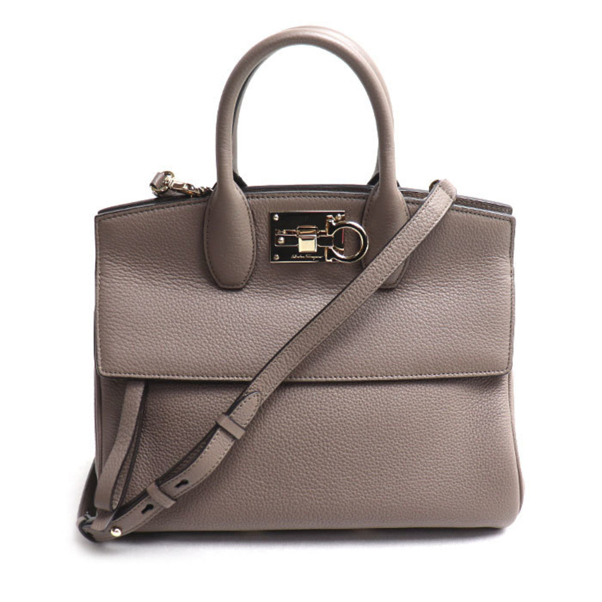 Salvatore Ferragamo Grayish Leather Pouch Shoulder Bag (Pre-Owned)