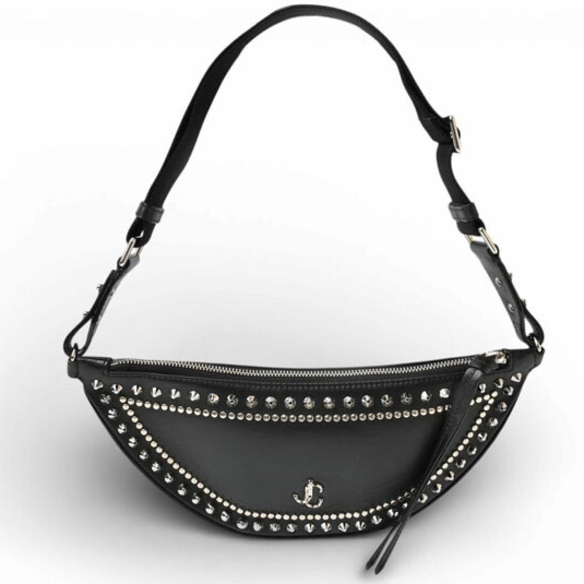 Jimmy Choo Black Leather Fanny Pack Shoulder Bag Sling Bag (Pre-Owned)