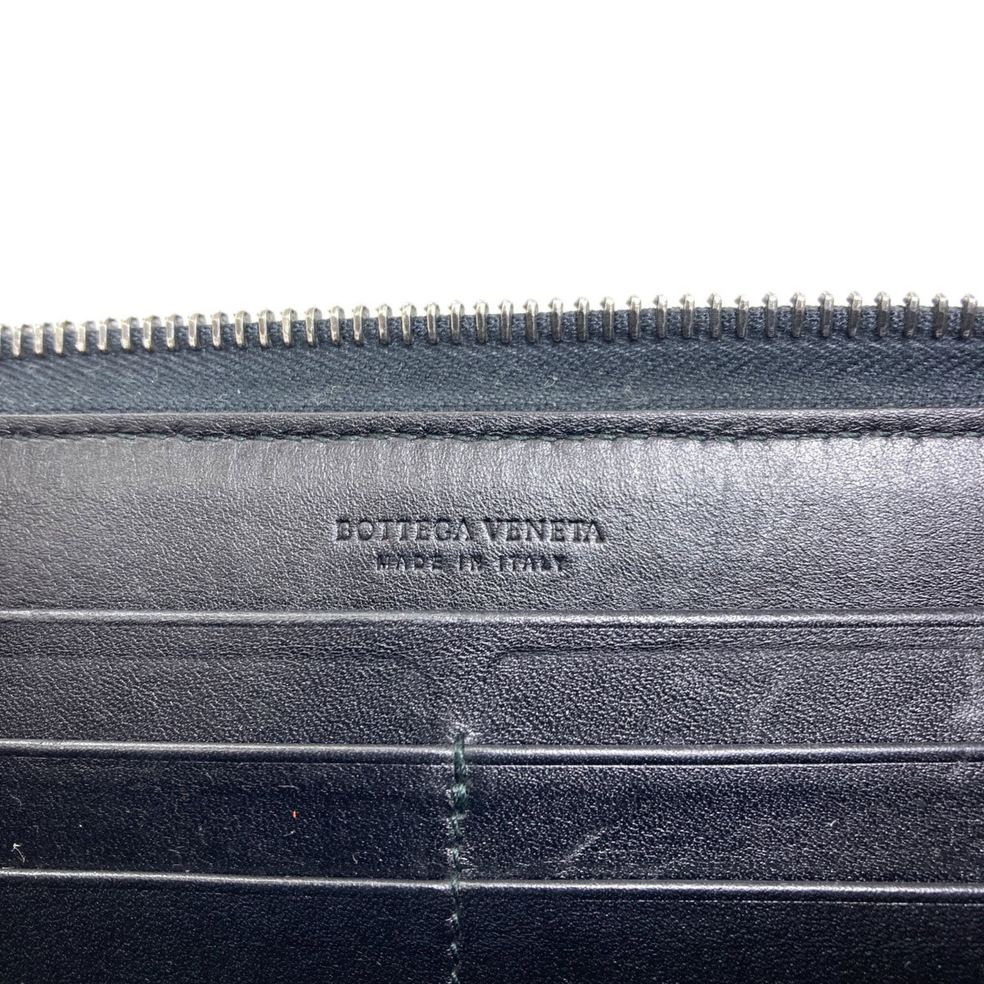 Bottega Veneta Intrecciato Black Leather Long Wallet (Bi-Fold) (Pre-Owned)
