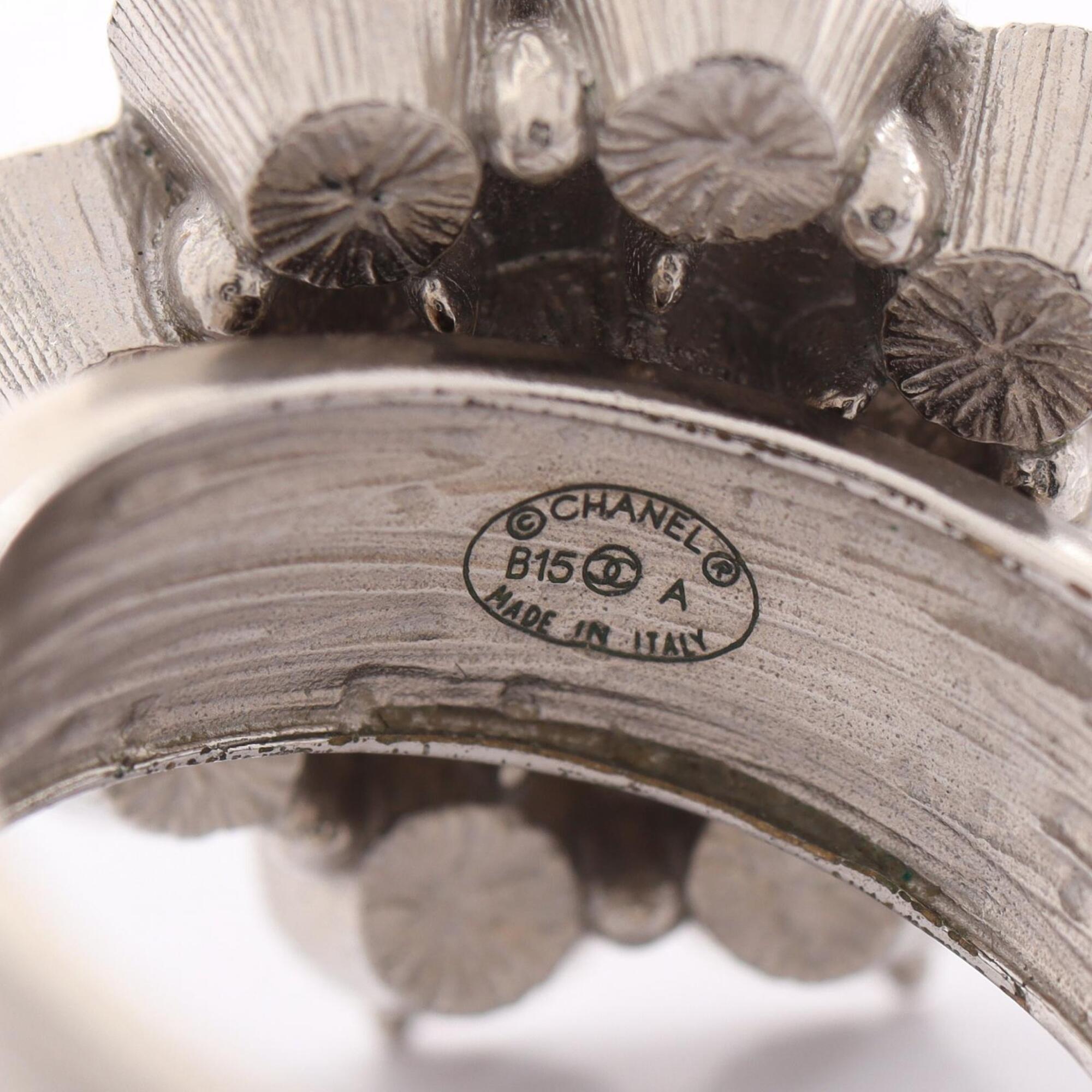 Chanel Silver Clear Metal Rhinestone Band Ring (Pre-Owned)