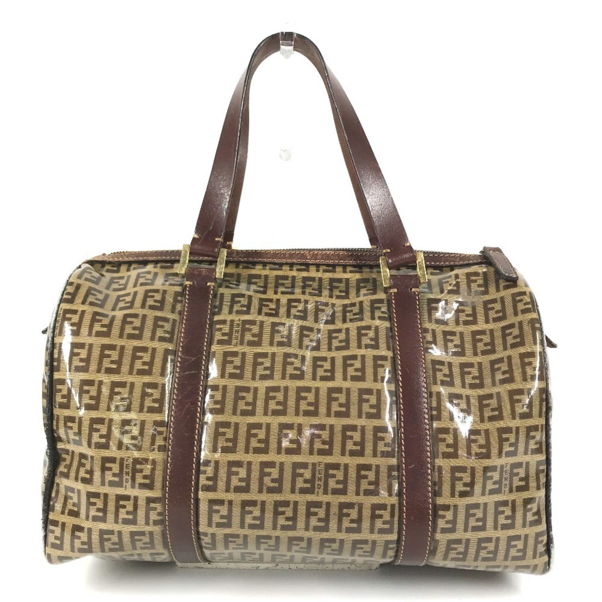 Fendi Brown Zucca Boston Bag Handbag (Pre-Owned)