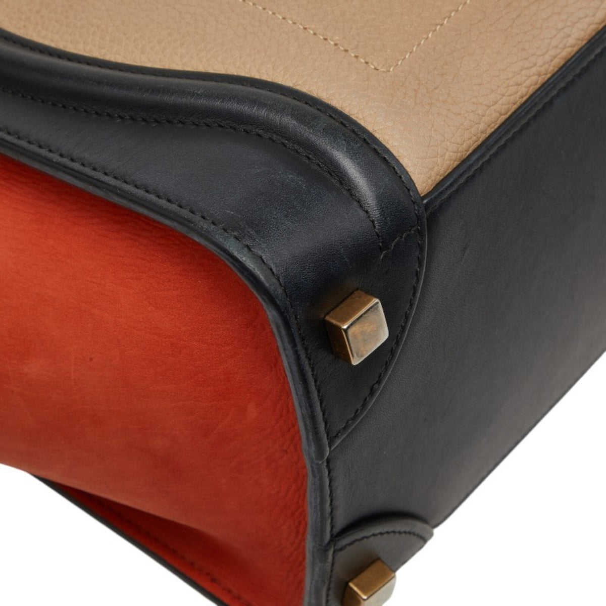 Celine Beige Black Orange Leather Handbag Tote Bag (Pre-Owned)