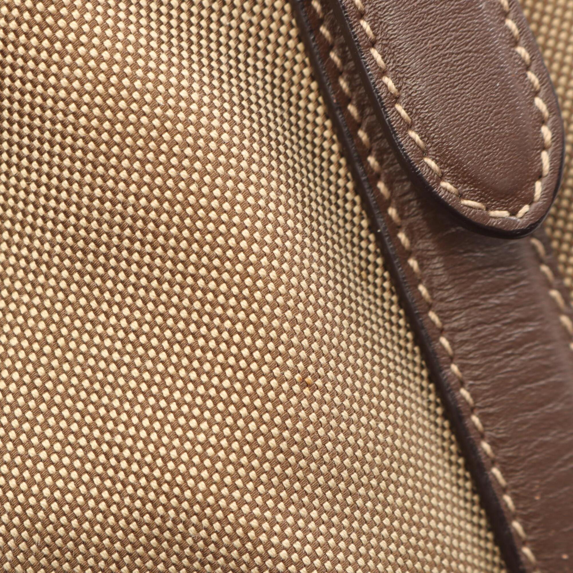 Prada Beige Brown Canvas Leather Handbag (Pre-Owned)