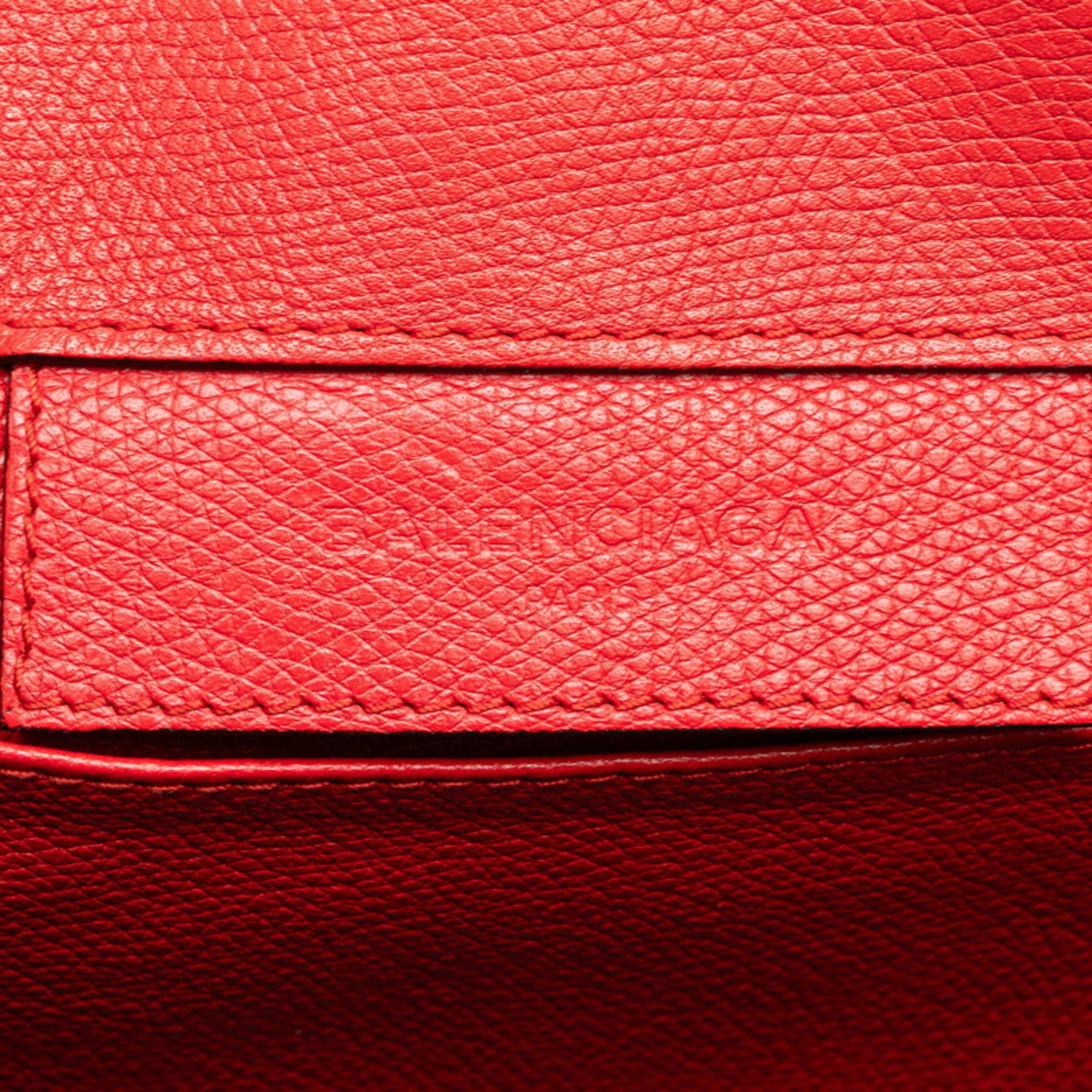 Balenciaga Red Color Leather Shoulder Bag Tote Bag (Pre-Owned)