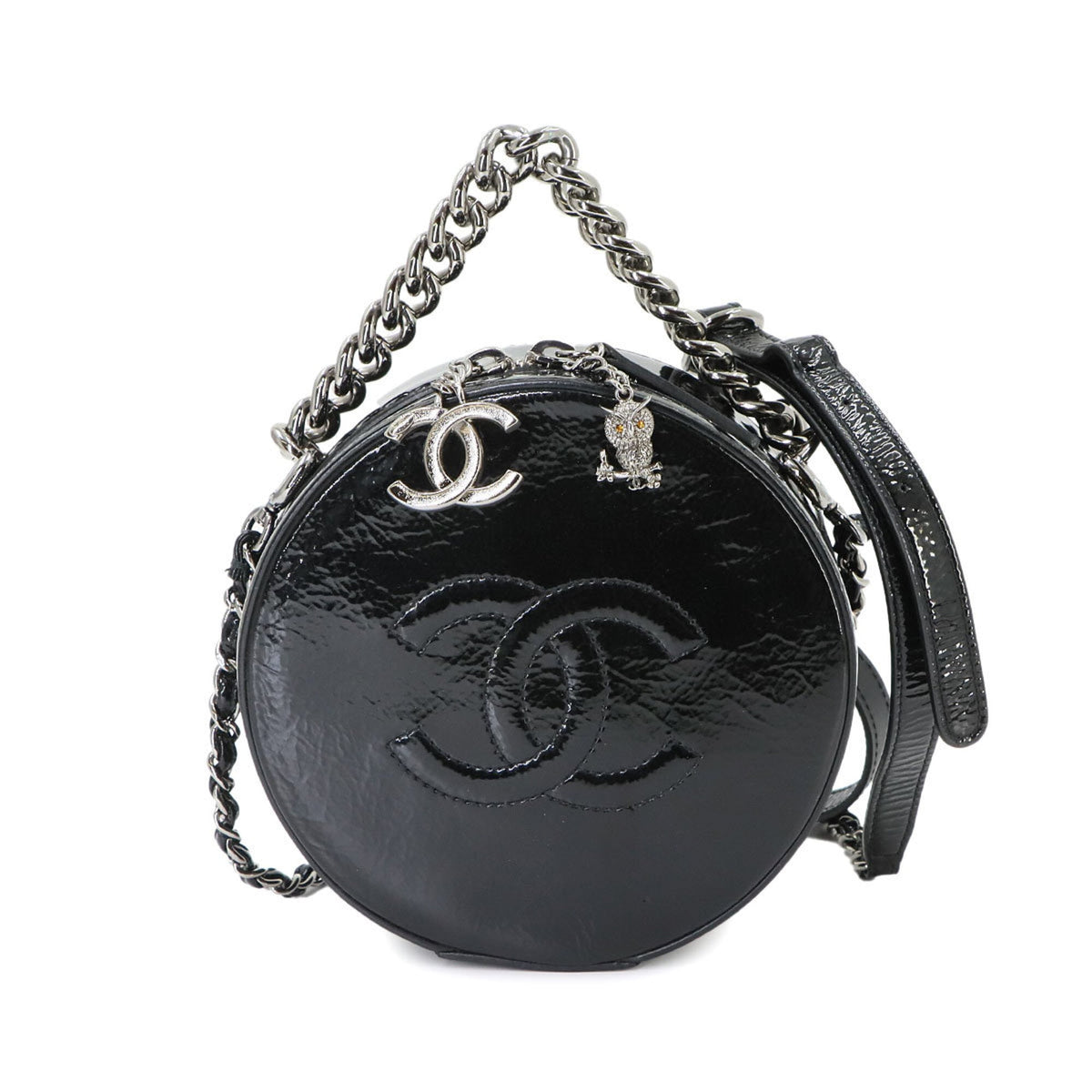 Chanel Black Patent Leather Handbag Shoulder Bag (Pre-Owned)