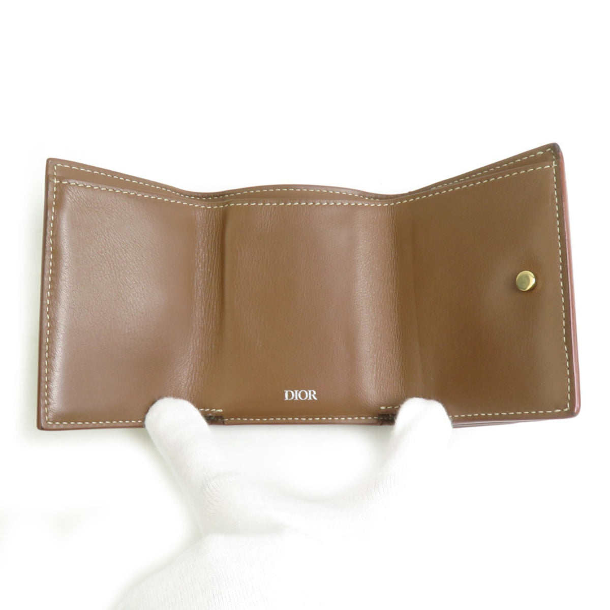 Christian Dior Brown Leather Wallet (Tri-Fold) (Pre-Owned)