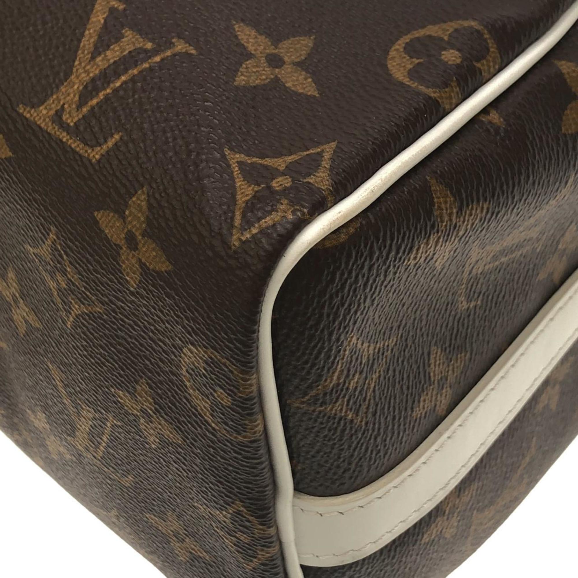 Louis Vuitton Brown Marron White Coated Canvas Boston Bag (Pre-Owned)