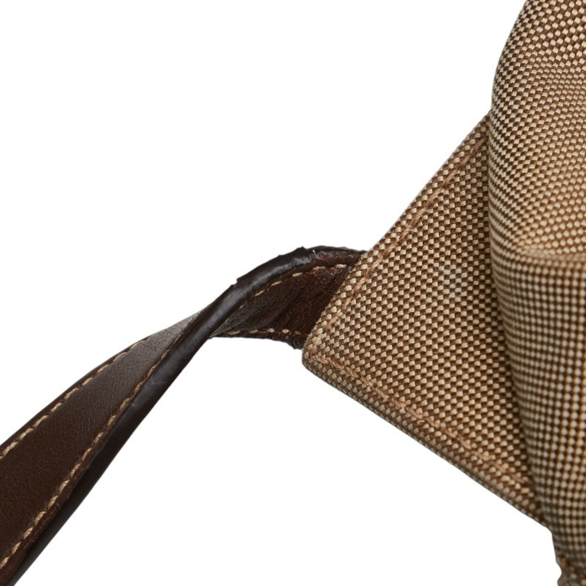 Prada Beige Brown Canvas Leather Backpack (Pre-Owned)