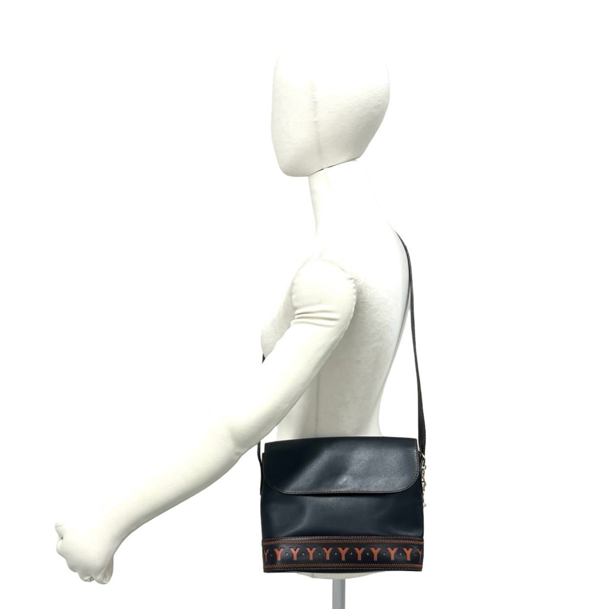 Yves Saint Laurent Black Brown Leather Shoulder Bag (Pre-Owned)
