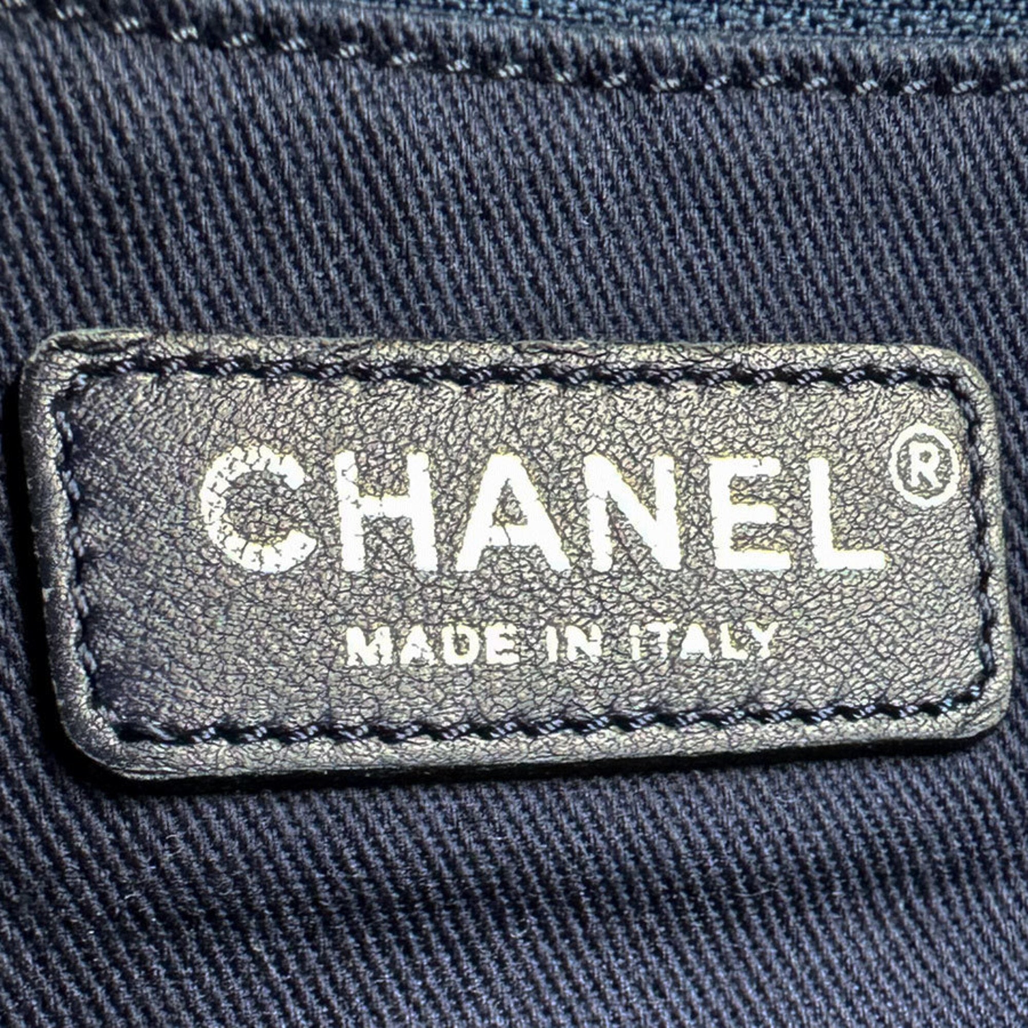 Chanel Blue Raffia Canvas Shoulder Bag Tote Bag (Pre-Owned)