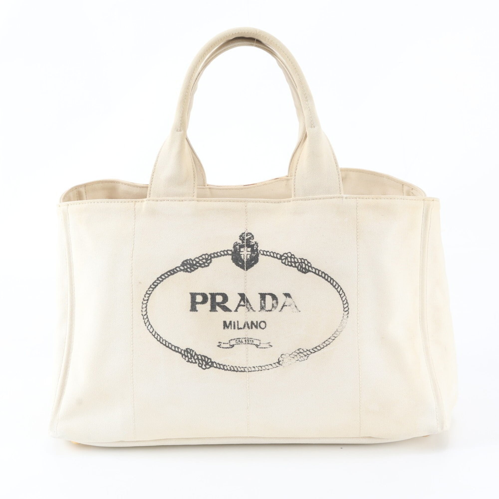 Prada Canapa Ivory Canapa Handbag Tote Bag (Pre-Owned)