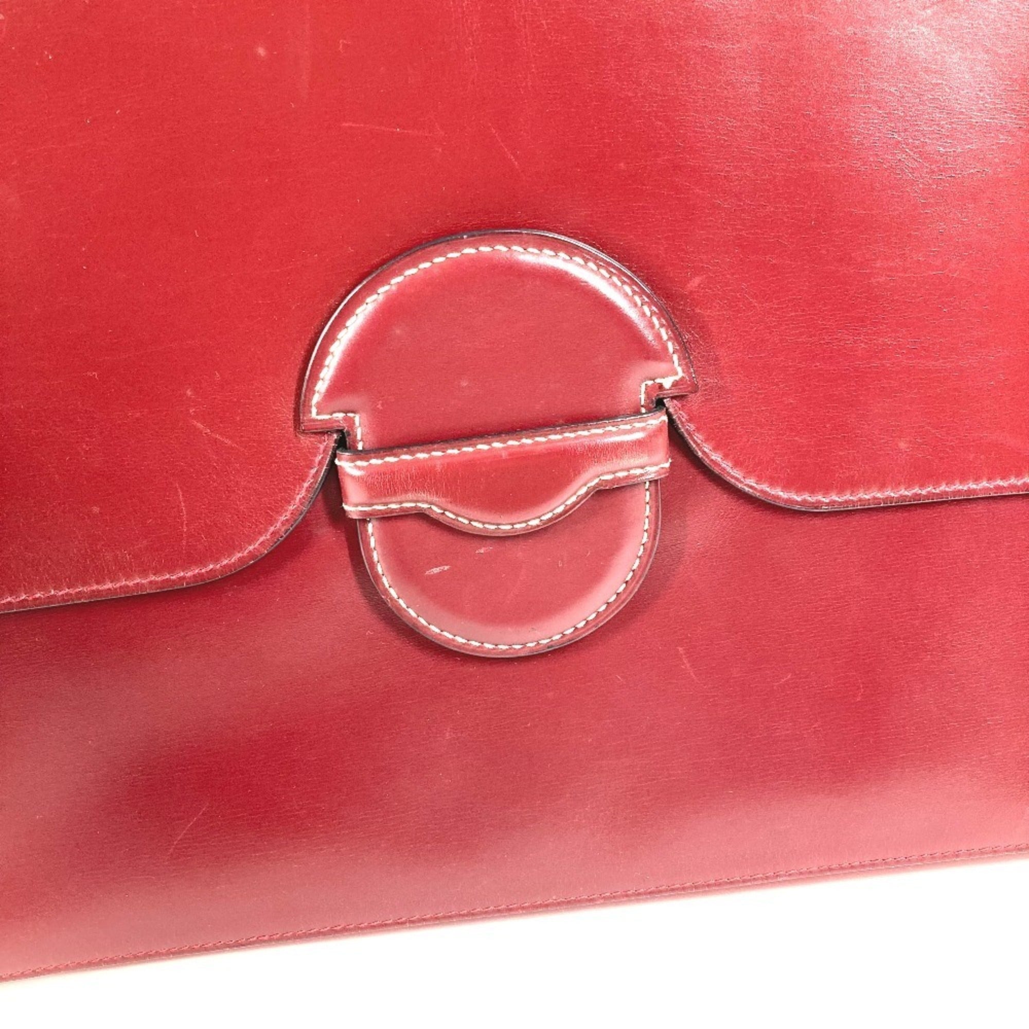 Hermes Wine Leather Clutch Bag Handbag (Pre-Owned)