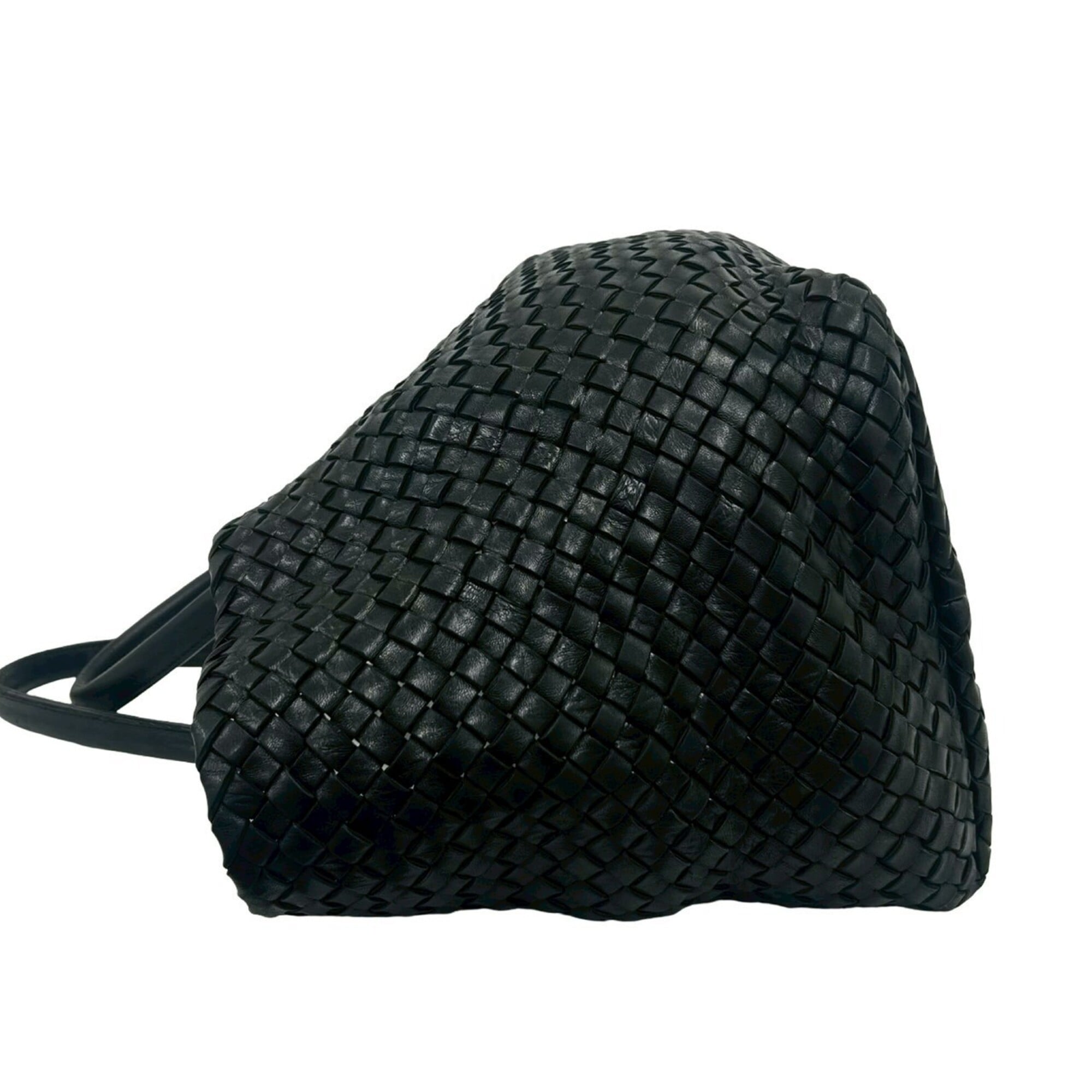 Bottega Veneta Black Leather Handbag Pouch Tote Bag (Pre-Owned)