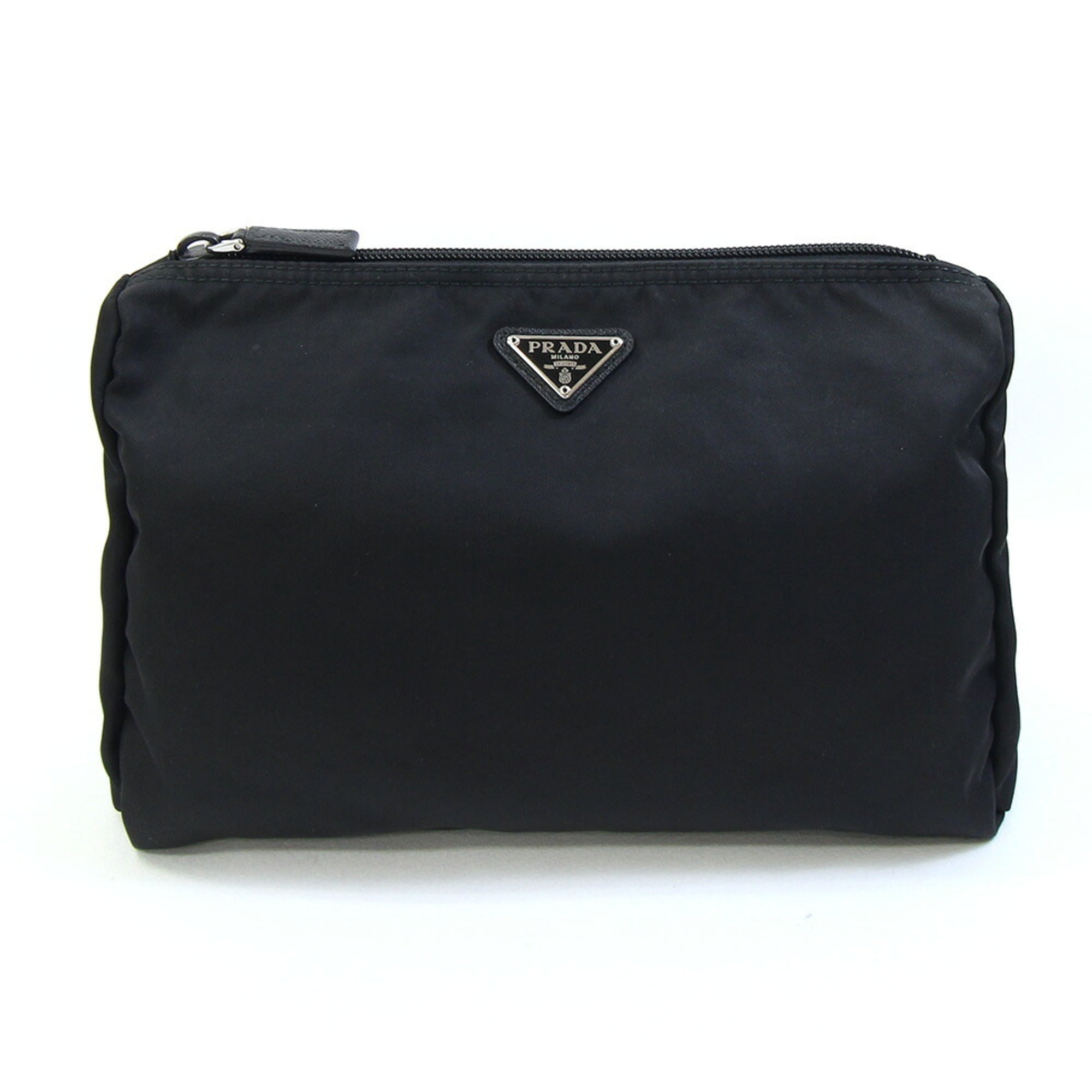 Prada Black White Nylon Handbag Pouch (Pre-Owned)