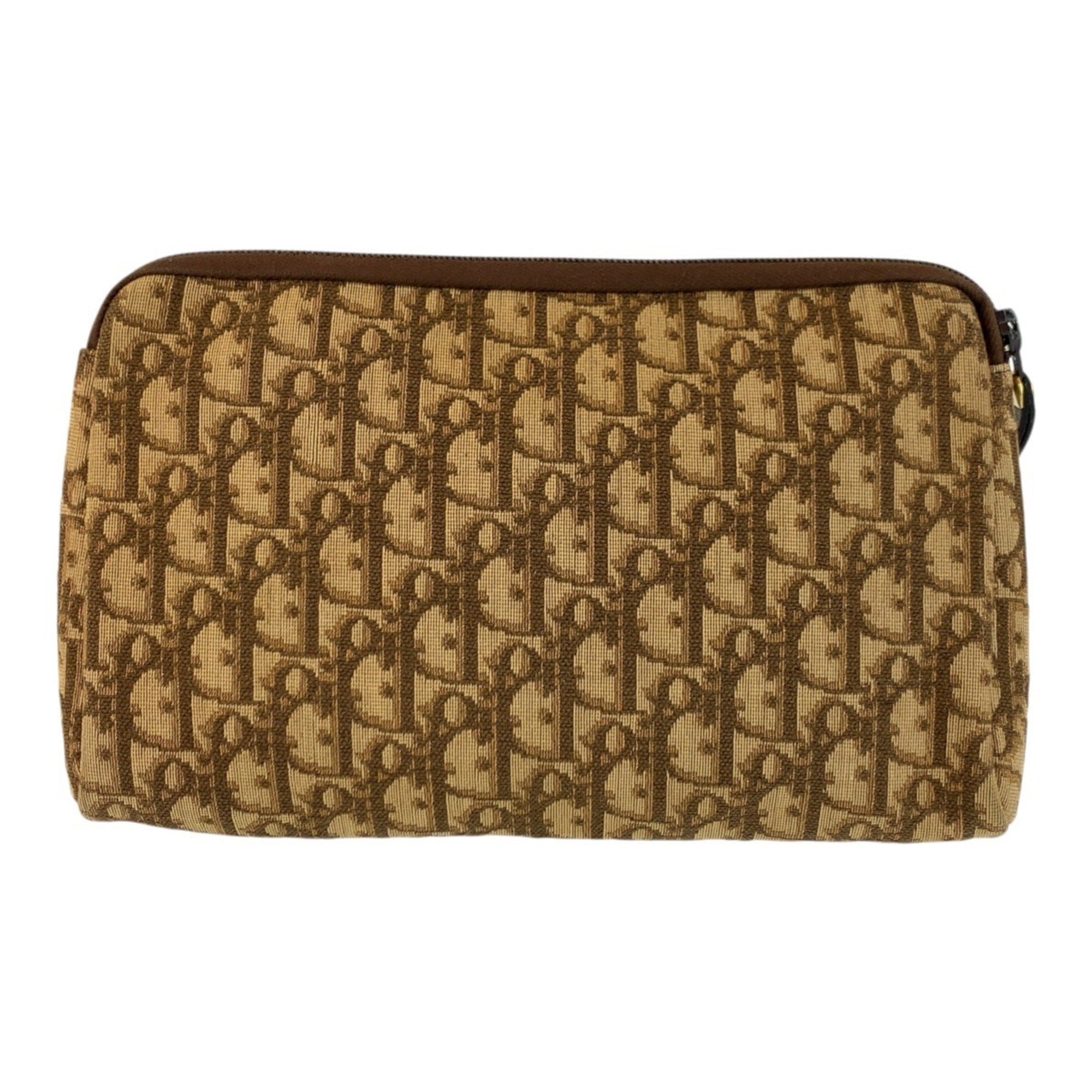 Christian Dior Beige Brown Canvas Leather Clutch Bag (Pre-Owned)